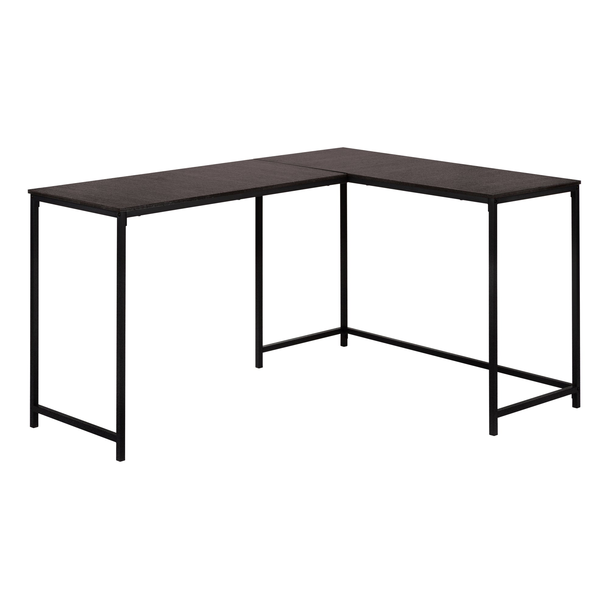 Computer Desk - 58L / Espresso Top / Black Metal Corner