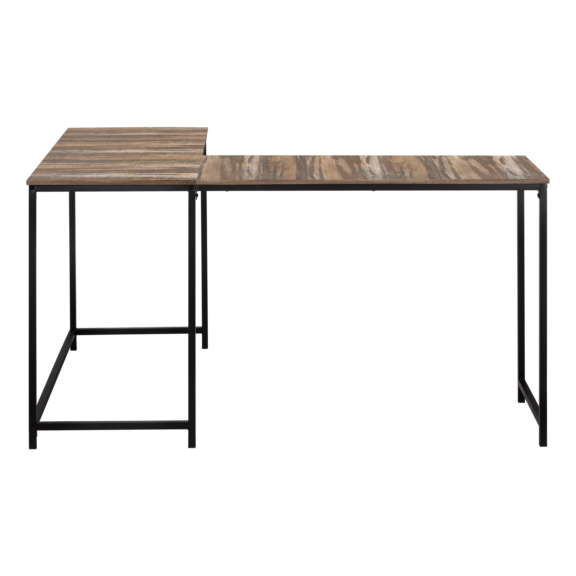 Computer Desk - 58L/ Brown Reclaimed/ Black Metal Corner