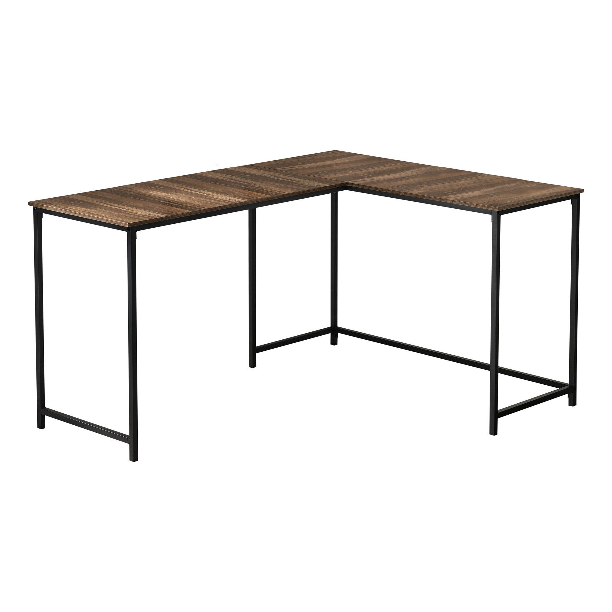 Computer Desk - 58L/ Brown Reclaimed/ Black Metal Corner
