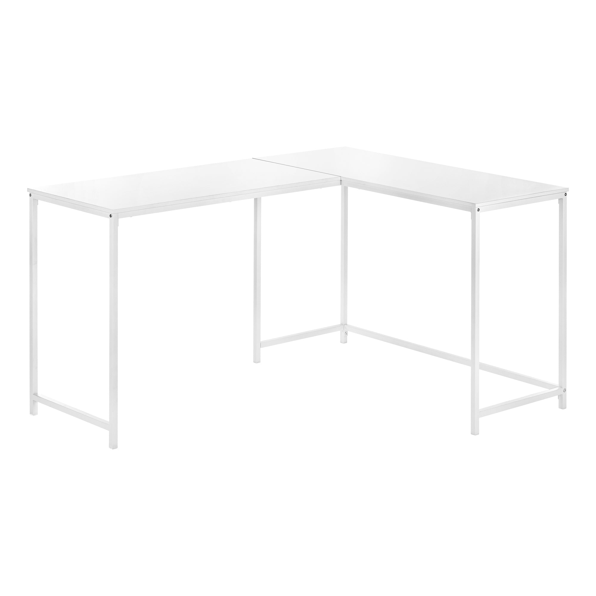 Computer Desk - 58L / White Top / White Metal Corner