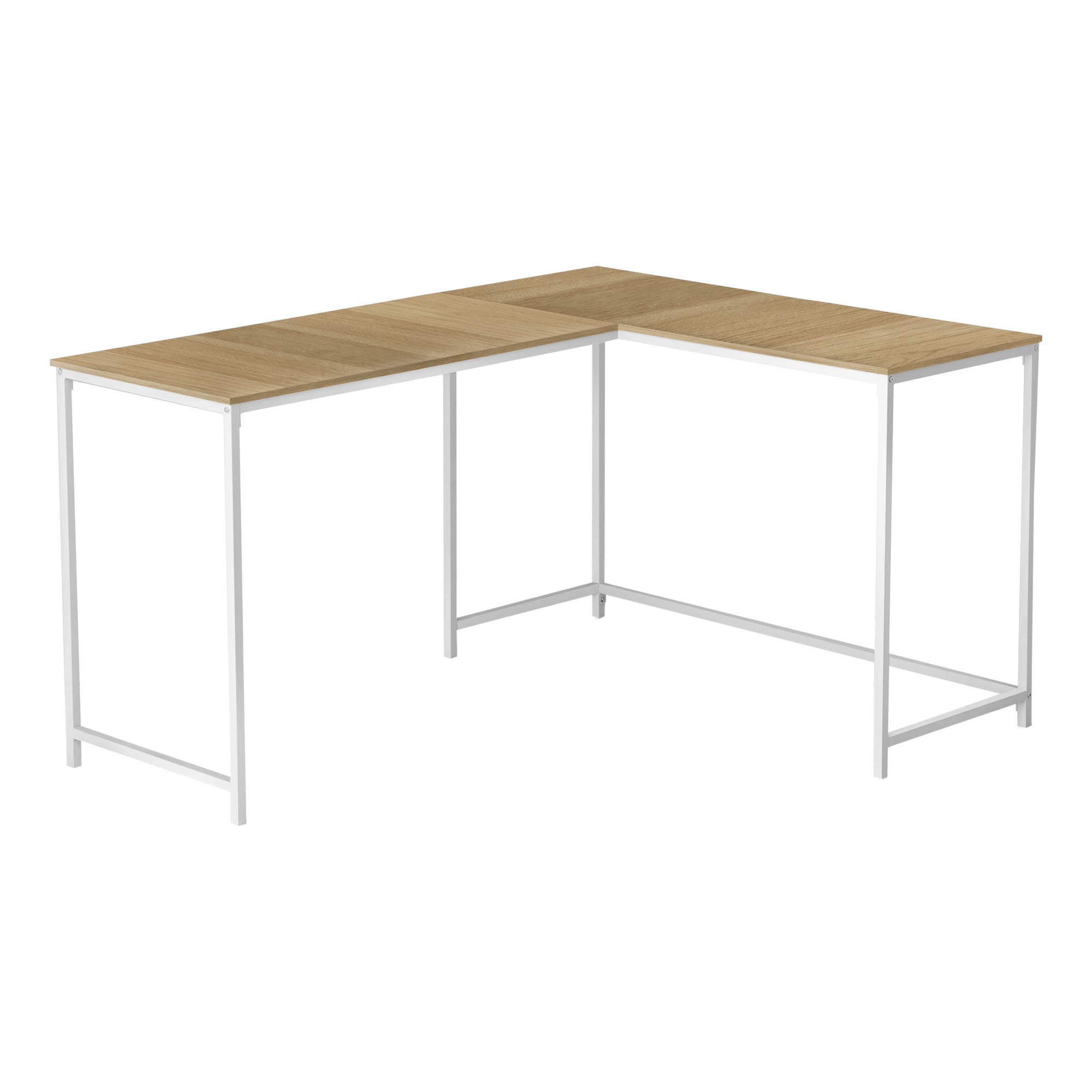 Computer Desk - 58L / Natural / White Metal Corner