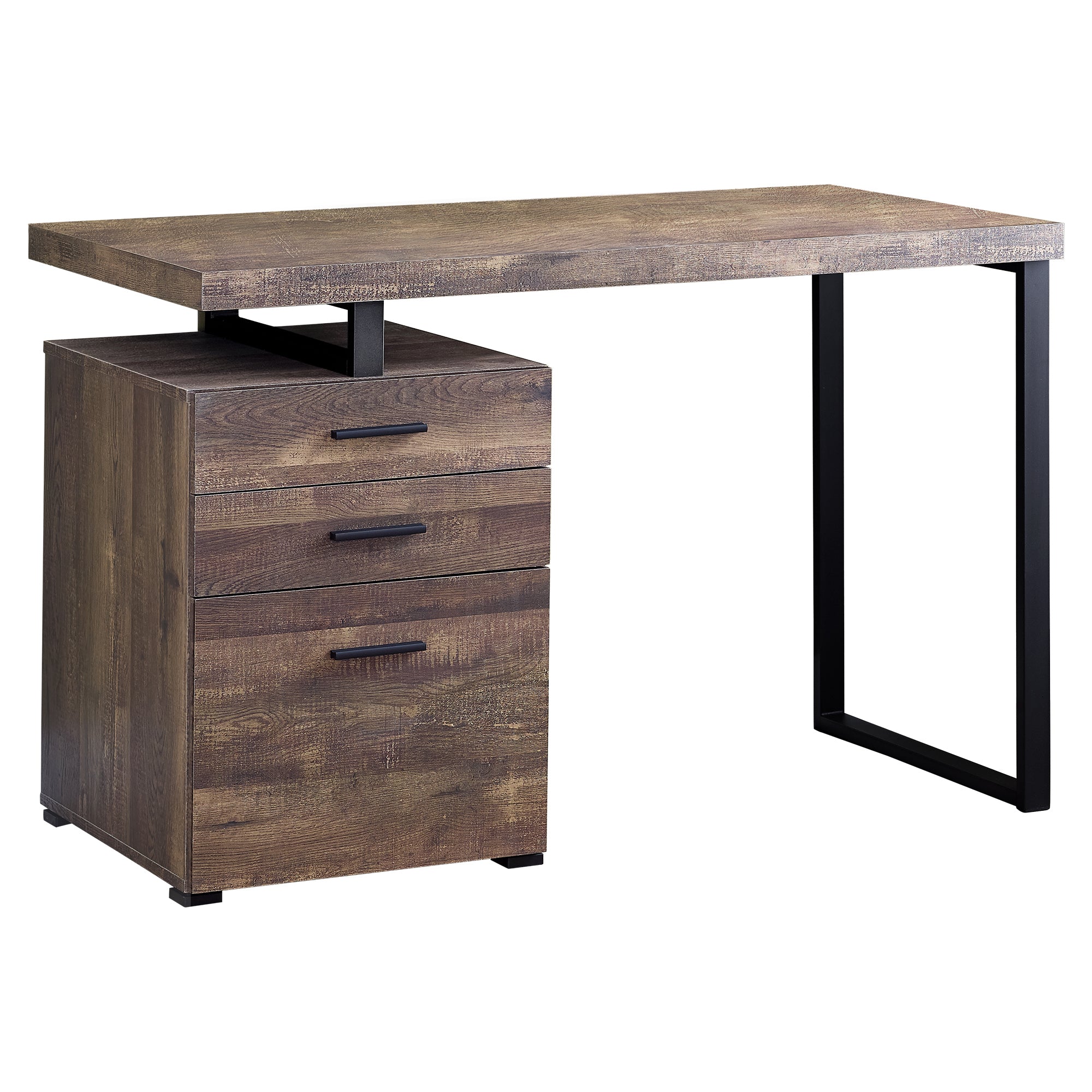 Computer Desk - 48L / Brown Reclaimed Wood / Black Metal