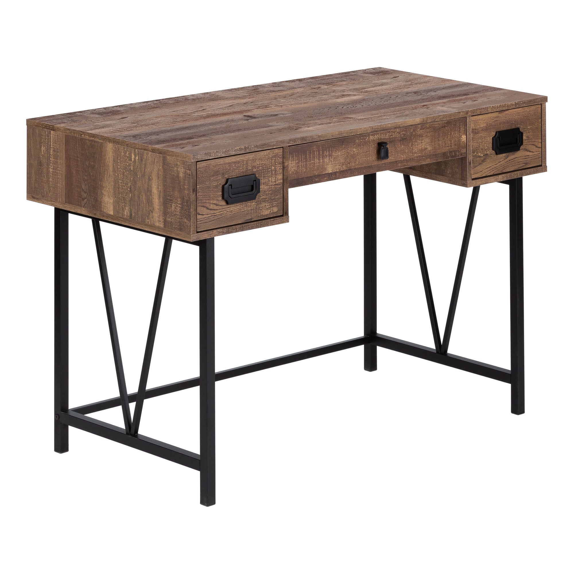 Computer Desk - 48L / Brown Reclaimed Wood / Black Metal