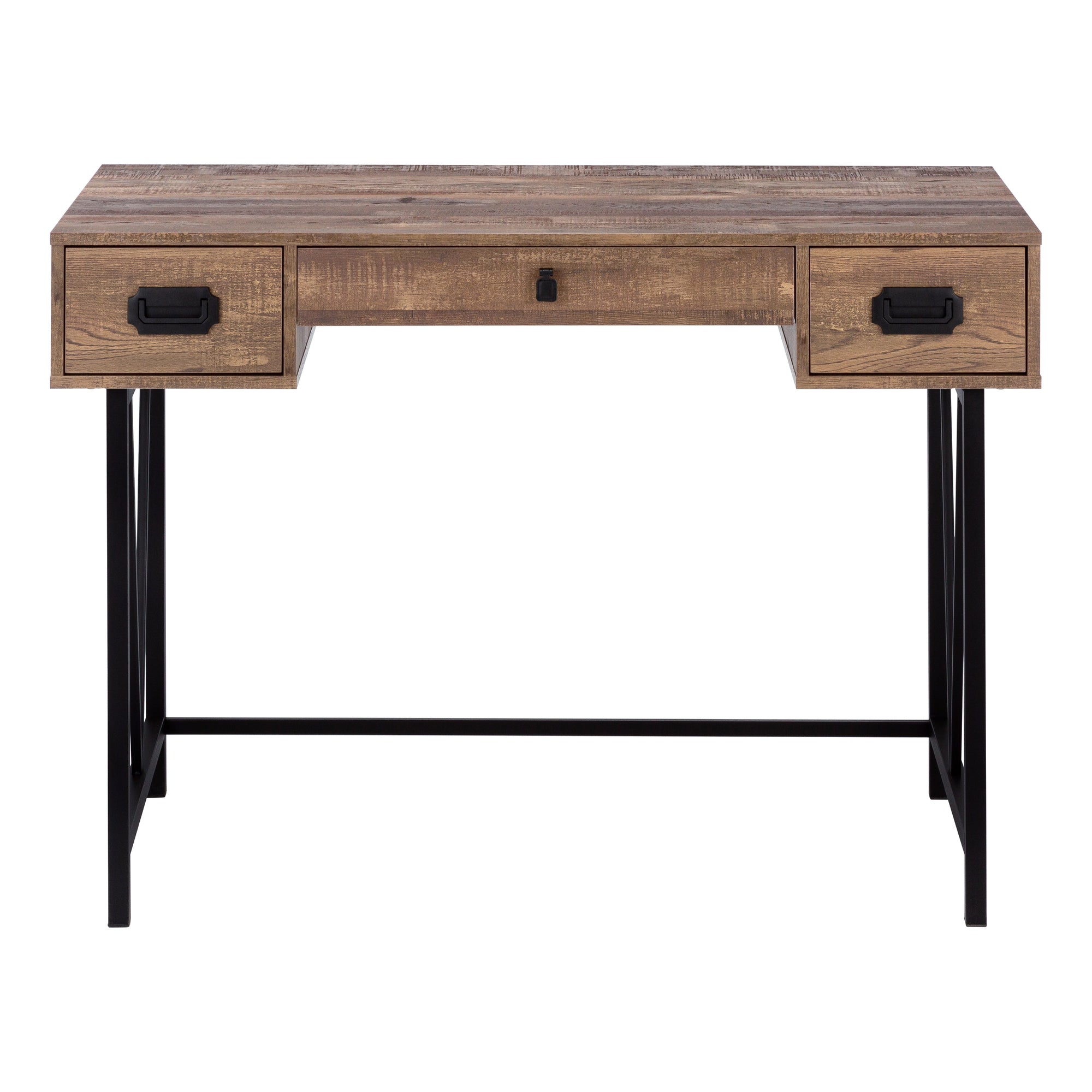 Computer Desk - 48L / Brown Reclaimed Wood / Black Metal