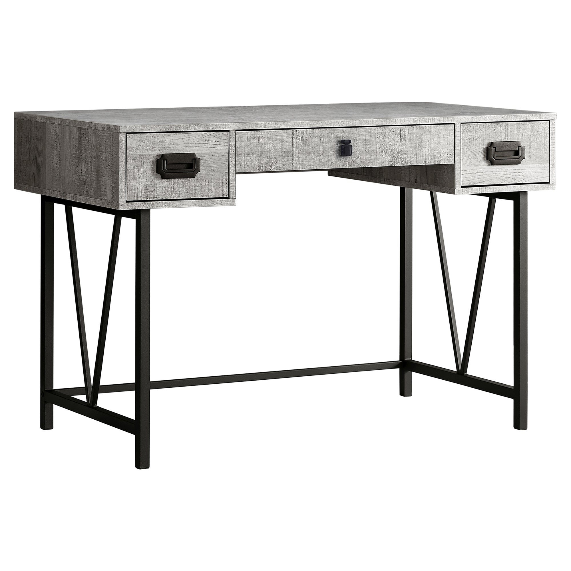 Computer Desk - 48L / Grey Reclaimed Wood / Black Metal