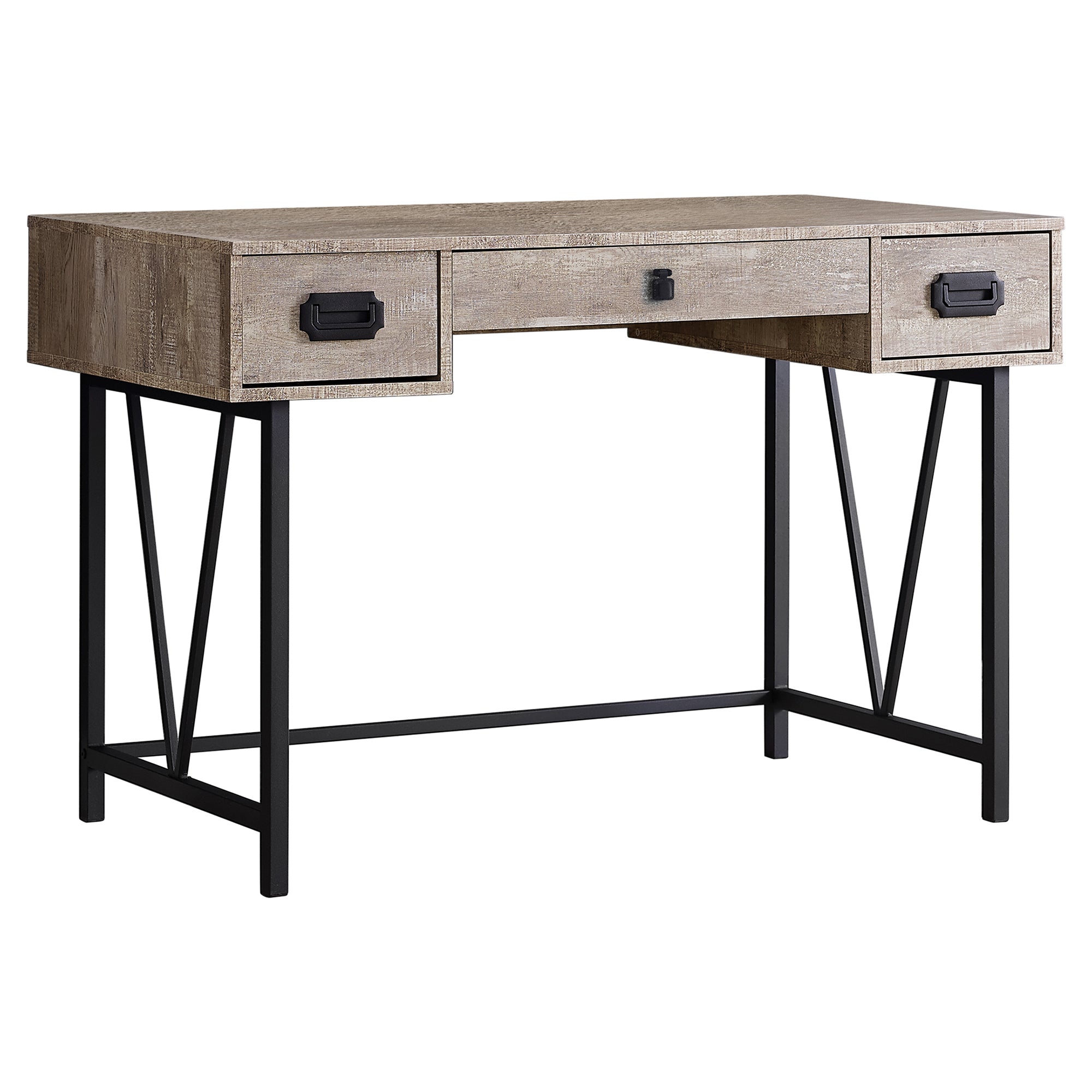 Computer Desk - 48L / Taupe Reclaimed Wood / Black Metal