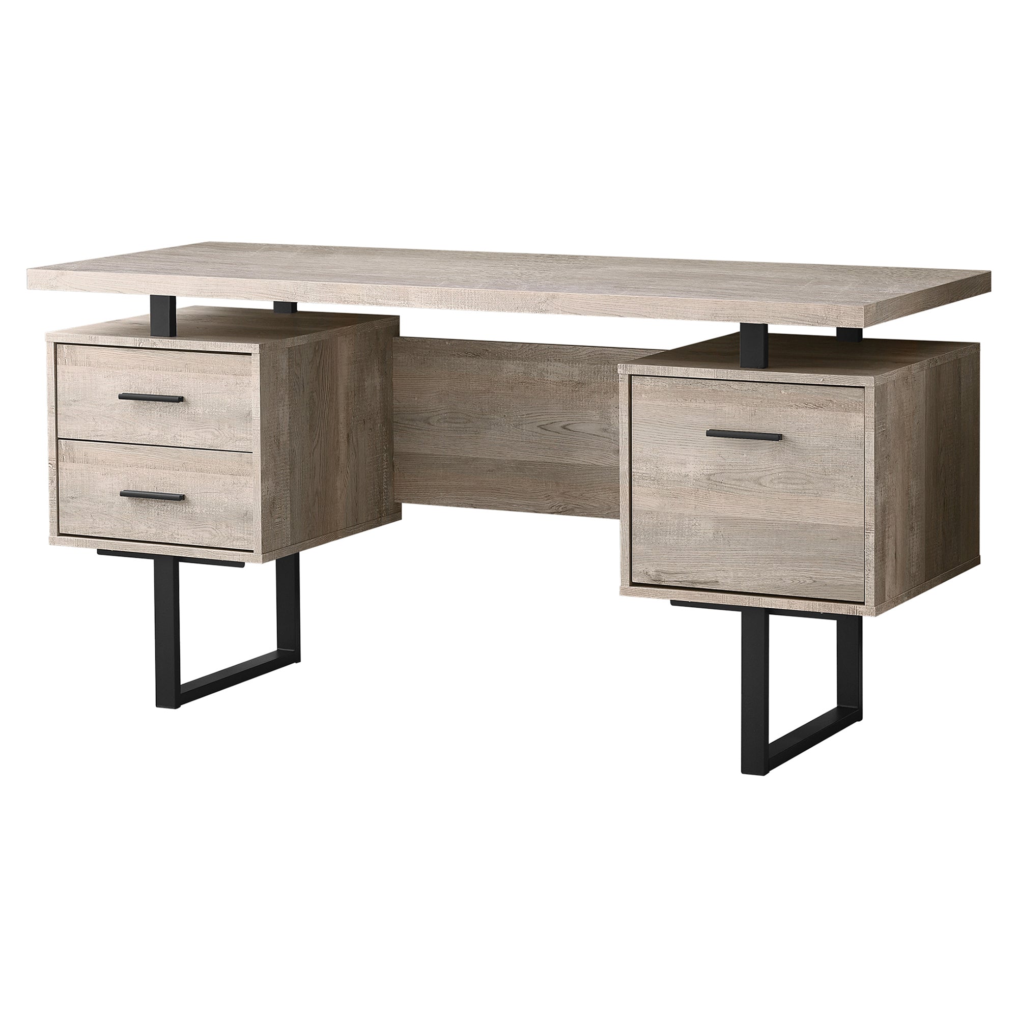 Computer Desk - 60L / Taupe Reclaimed Wood / Black Metal