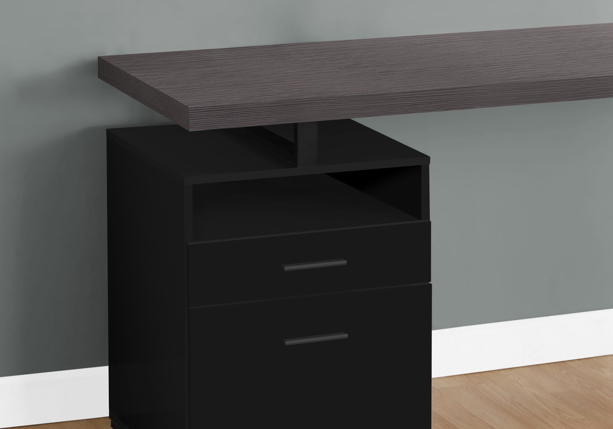 Computer Desk - 60L / Black / Grey Top / Black Metal
