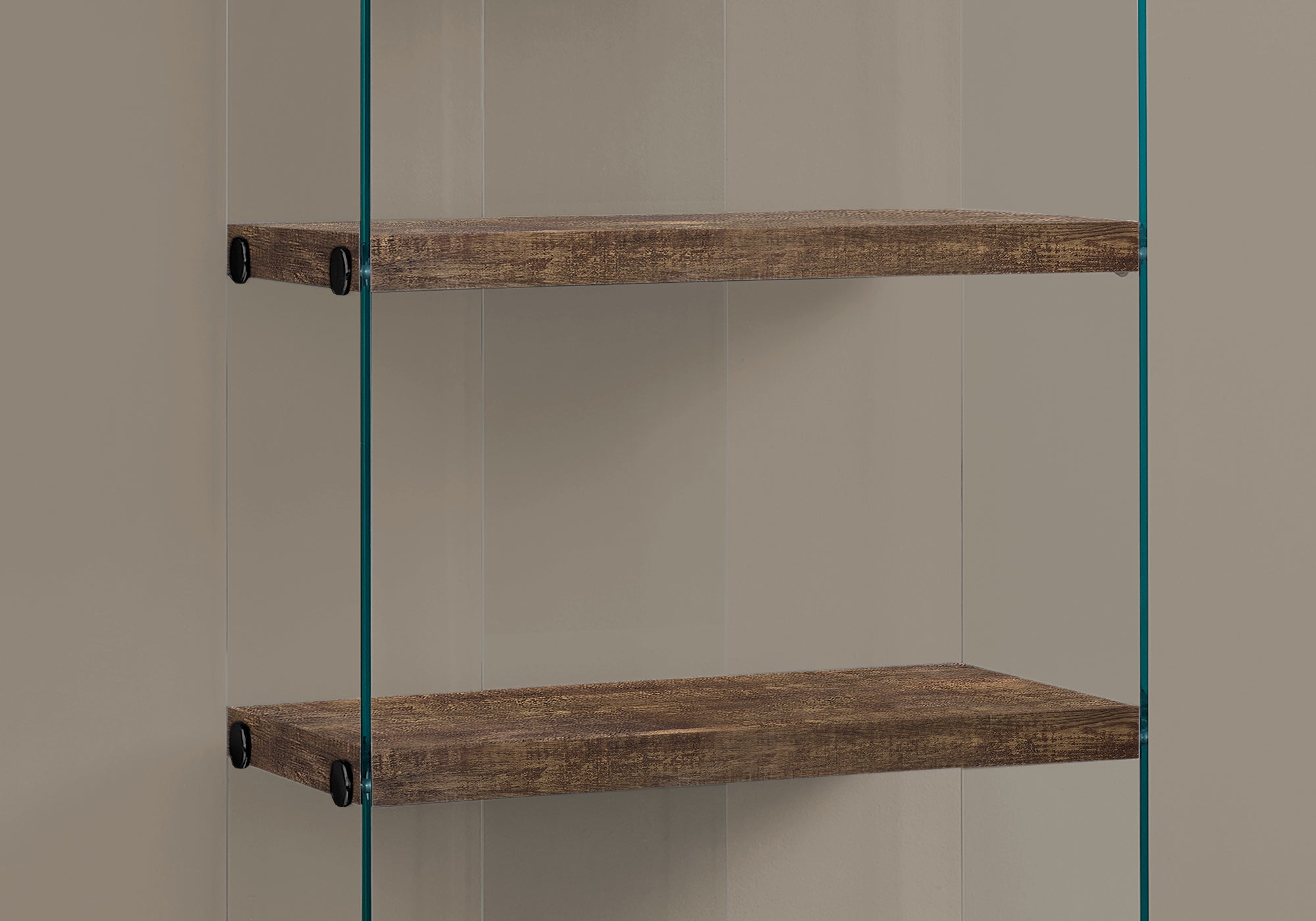 Bookcase - 60H / Brown Reclaimed Wood-Look /Glass Panels