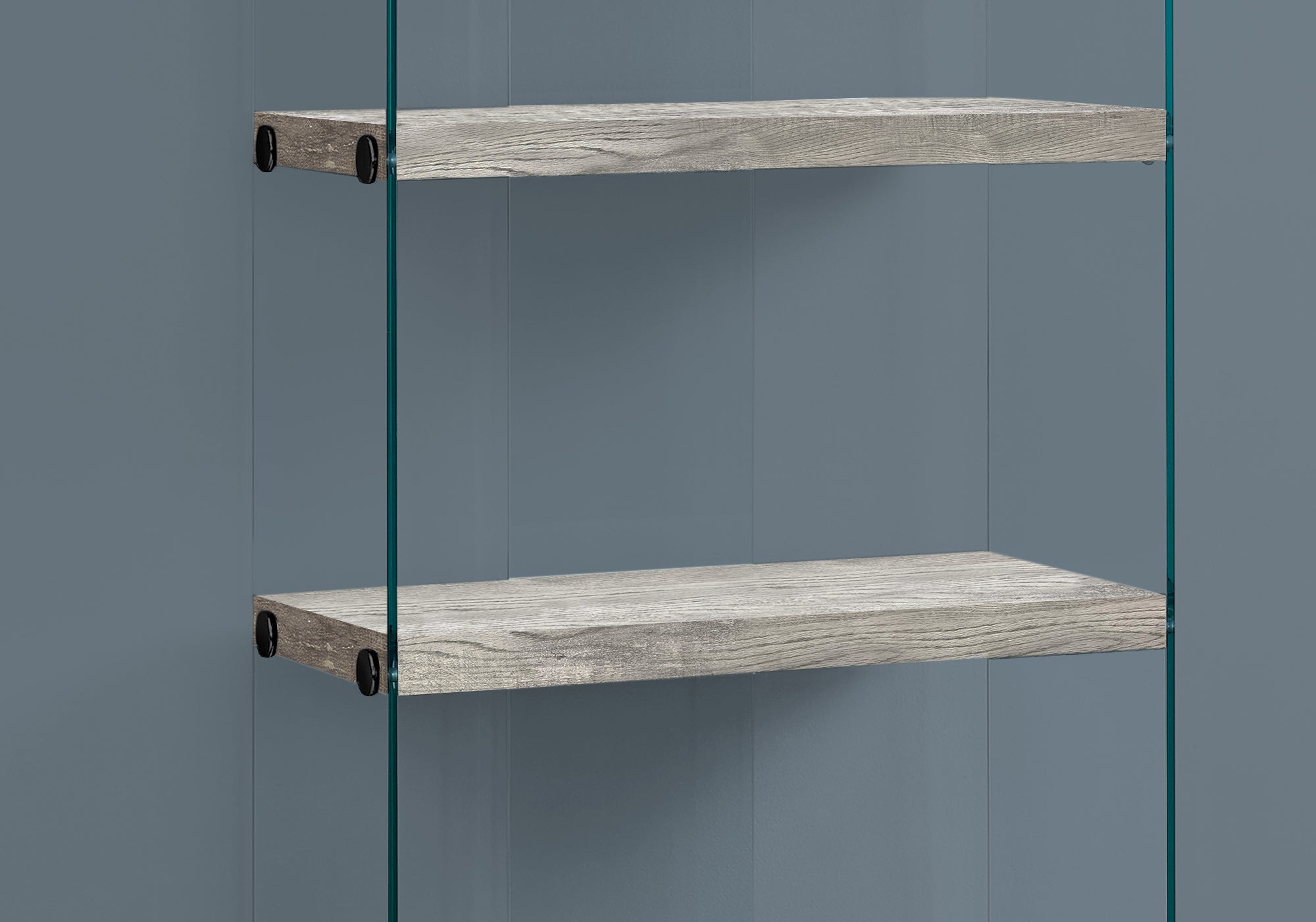 Bookcase - 60H / Grey Reclaimed Wood-Look /Glass Panels