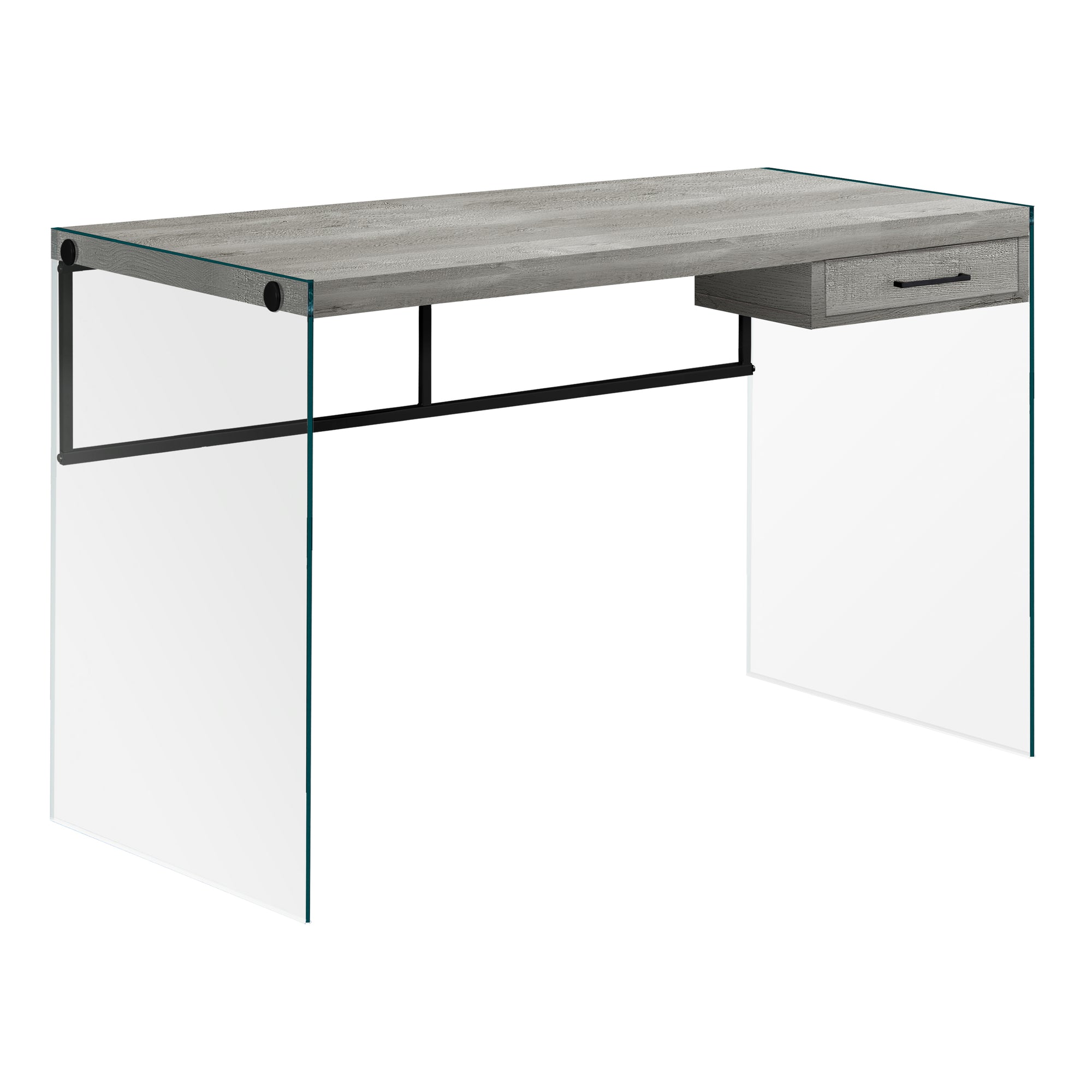Computer Desk - 48L / Grey Reclaimed Wood / Glass Panels