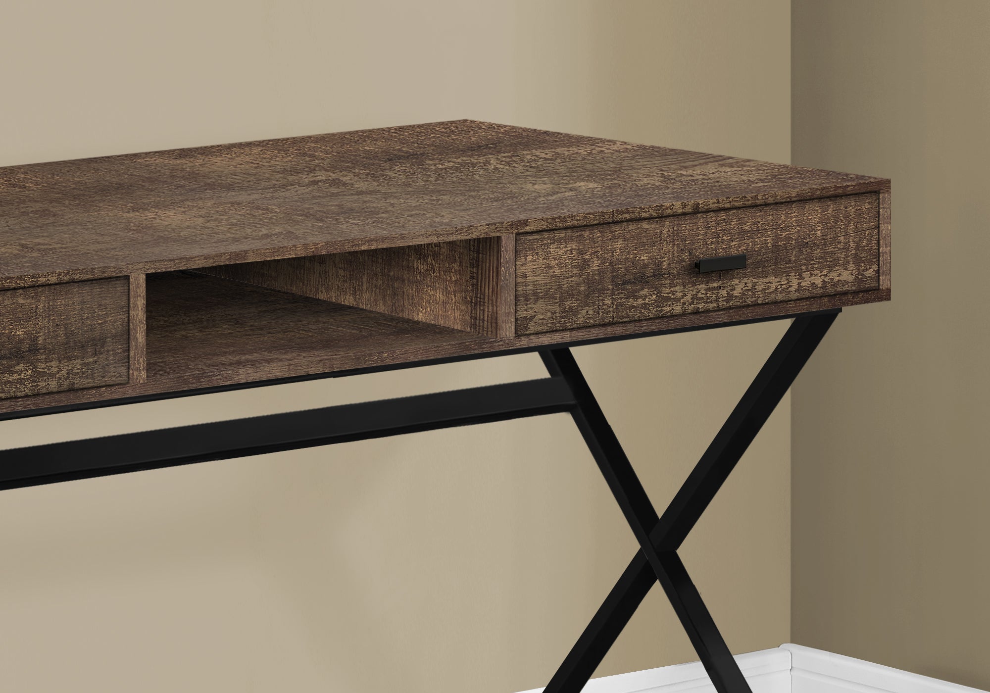 Computer Desk - 48L / Brown Reclaimed Wood / Black Metal