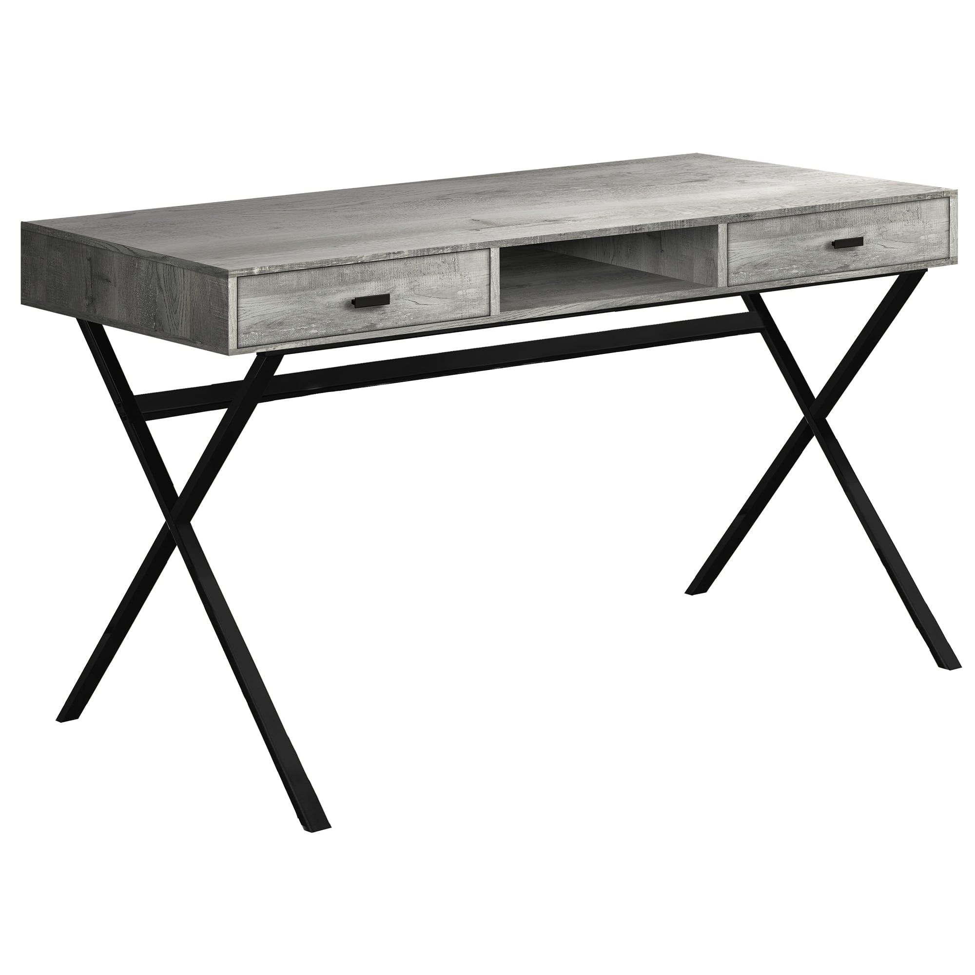 Computer Desk - 48L / Grey Reclaimed Wood / Black Metal