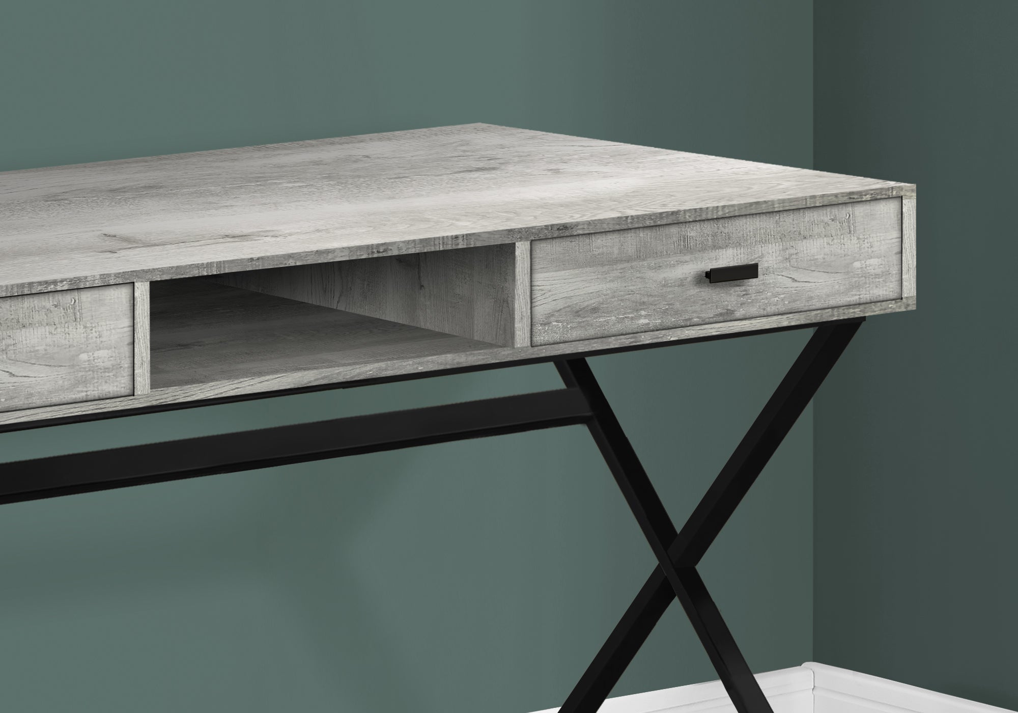 Computer Desk - 48L / Grey Reclaimed Wood / Black Metal
