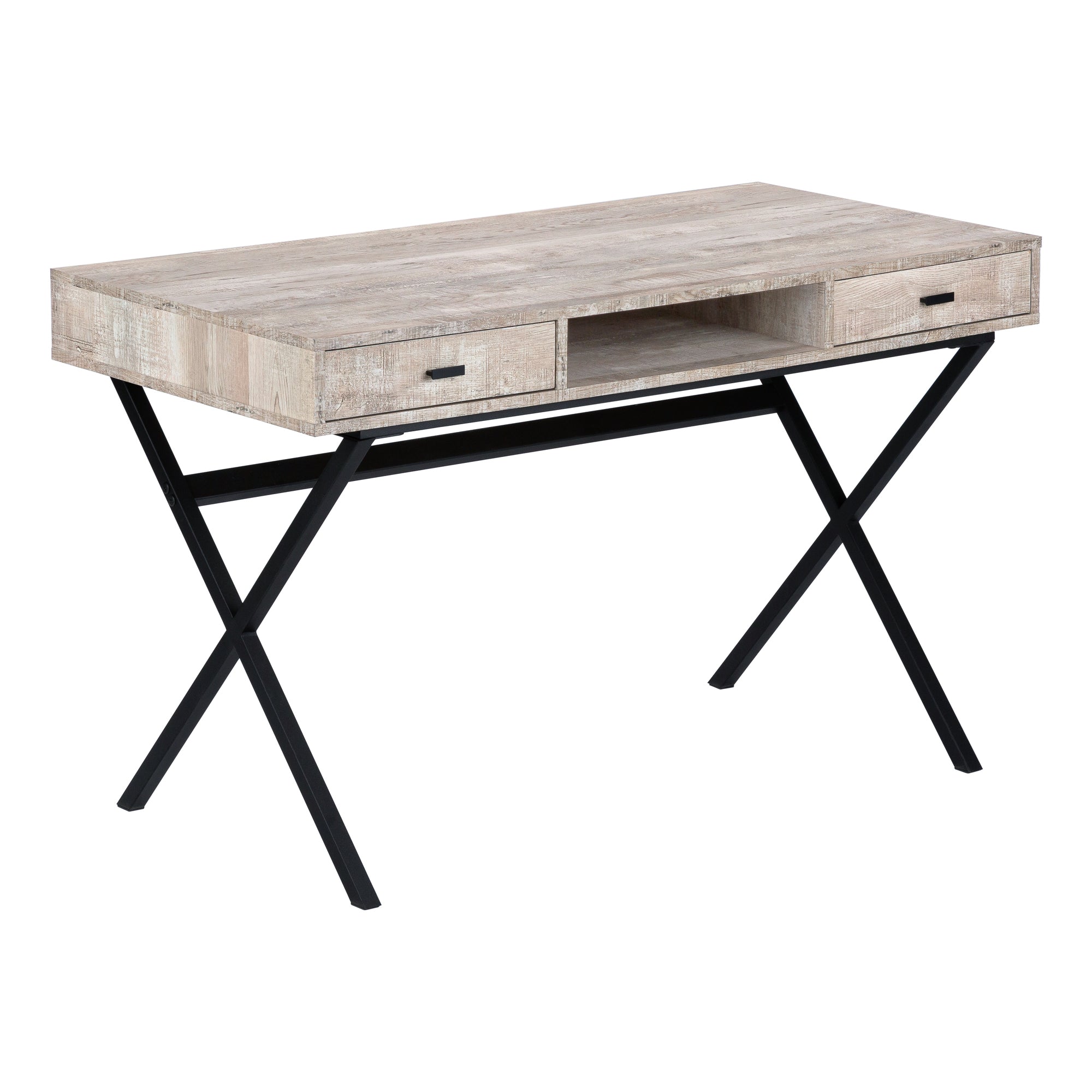 Computer Desk - 48L / Taupe Reclaimed Wood / Black Metal