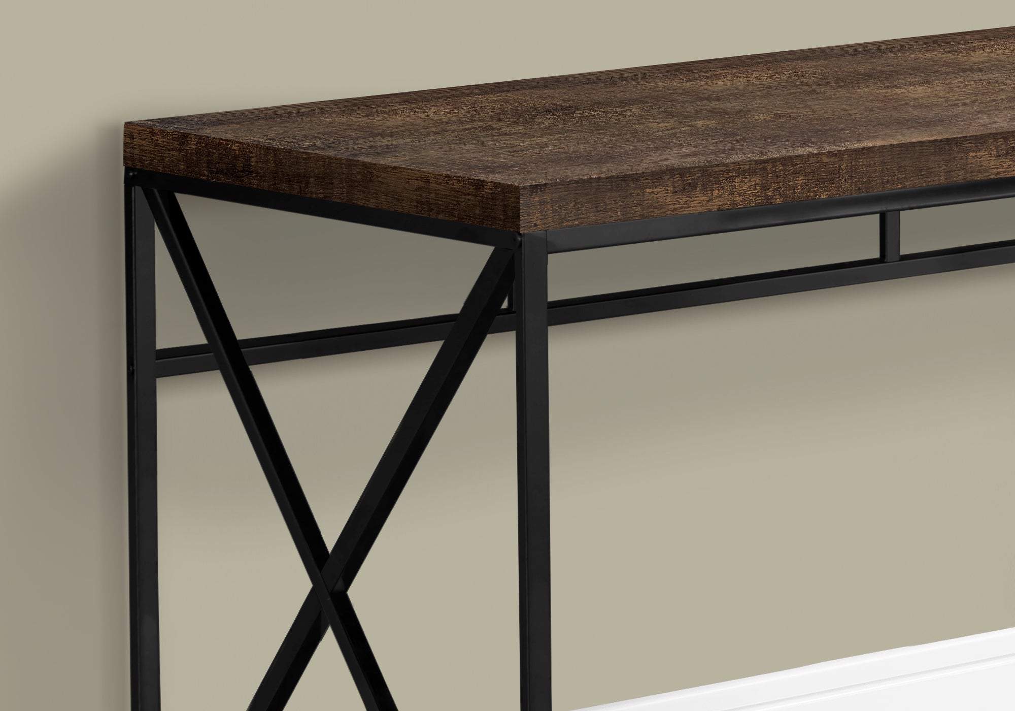 Computer Desk - 48L / Brown Reclaimed Wood / Black Metal