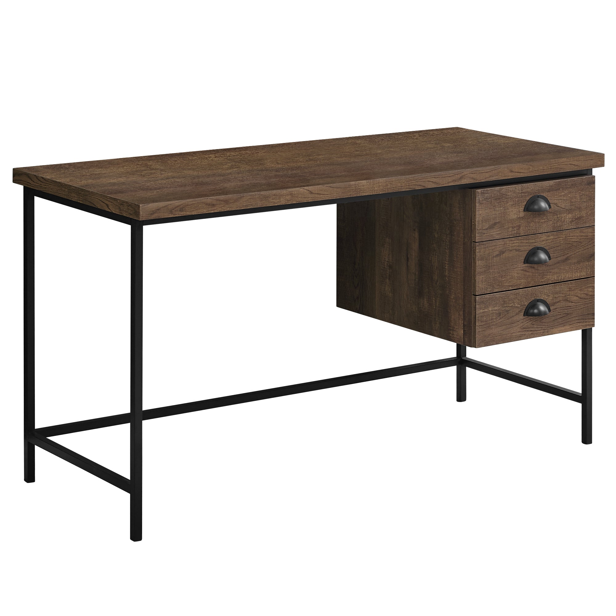 Computer Desk - 55L / Brown Reclaimed Wood / Black Metal