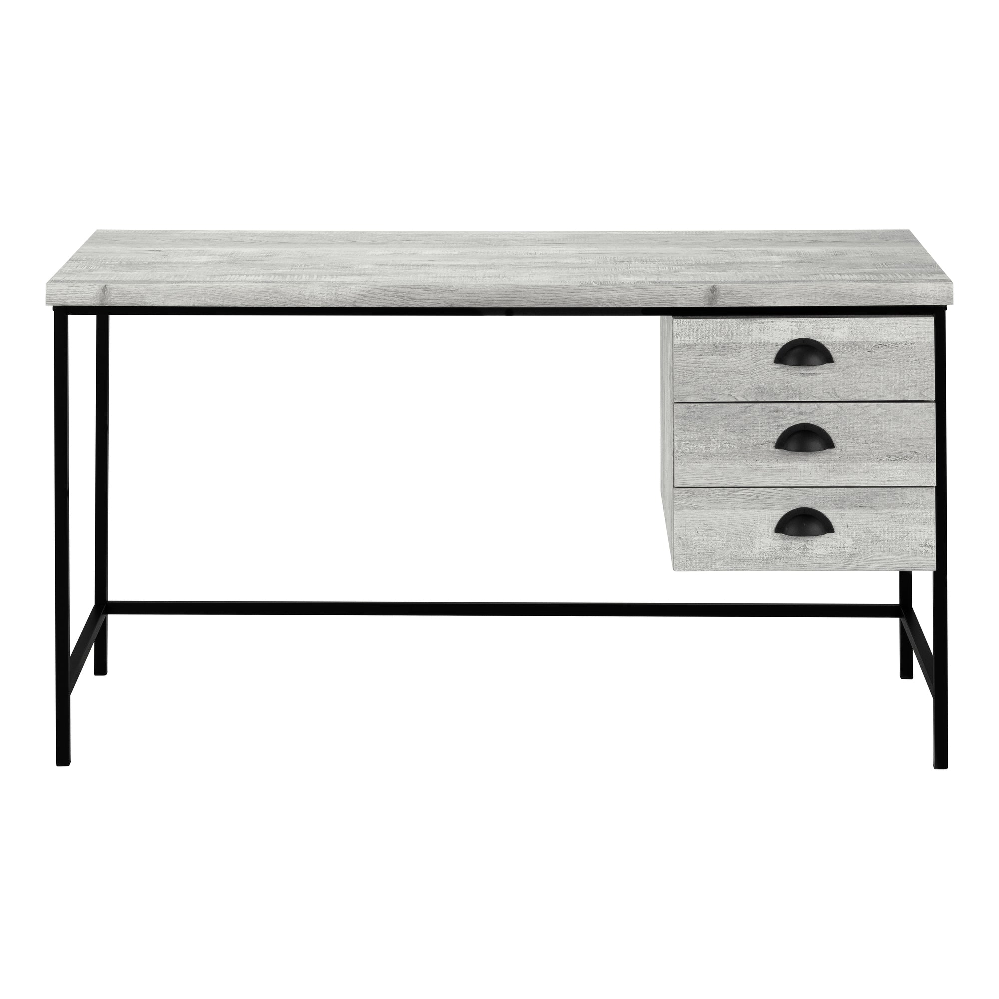 Computer Desk - 55L / Grey Reclaimed Wood / Black Metal