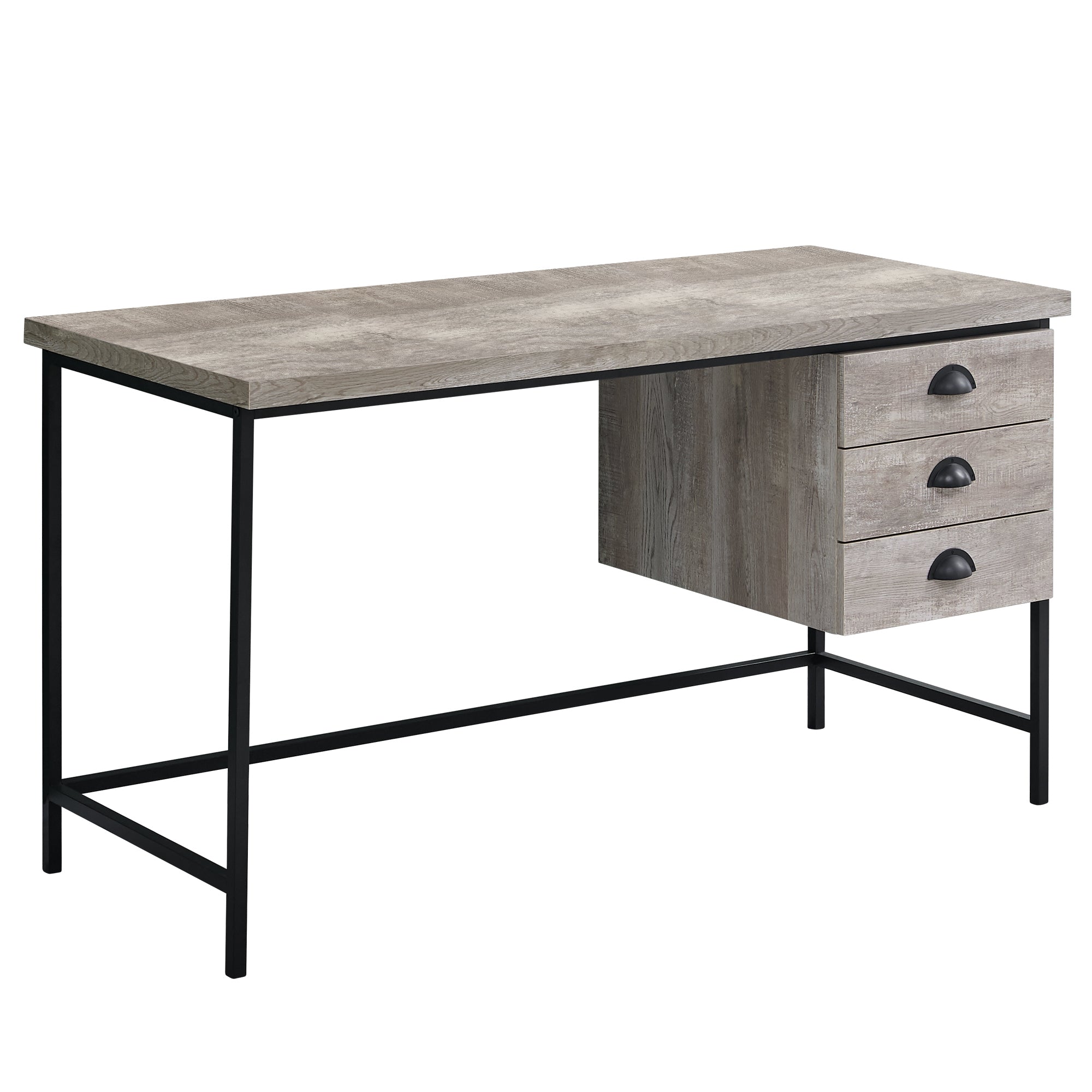 Computer Desk - 55L / Taupe Reclaimed Wood / Black Metal