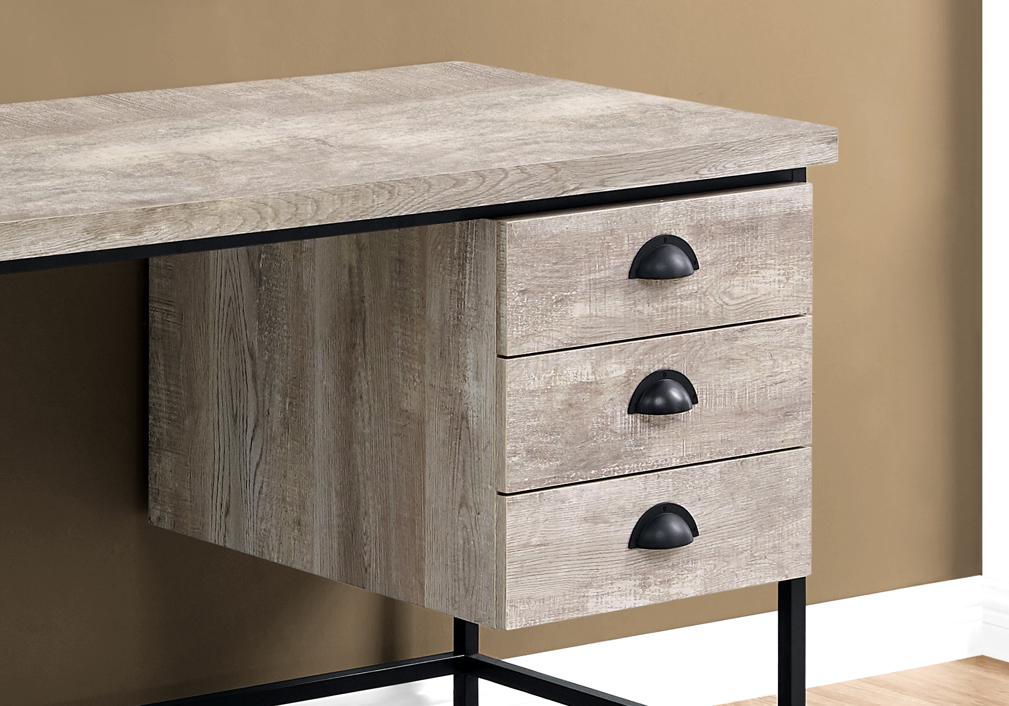 Computer Desk - 55L / Taupe Reclaimed Wood / Black Metal