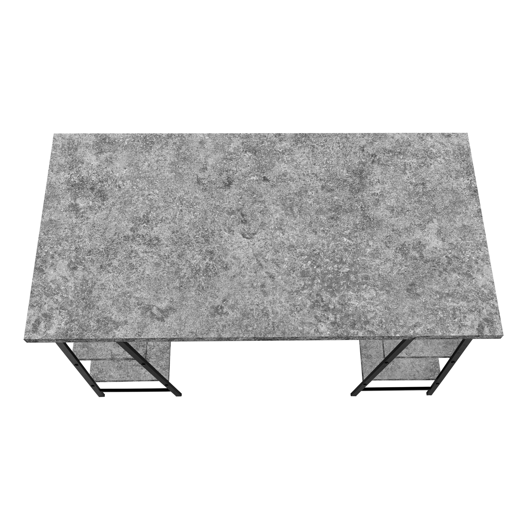 Computer Desk - 48L / Grey Stone-Look / Black Metal