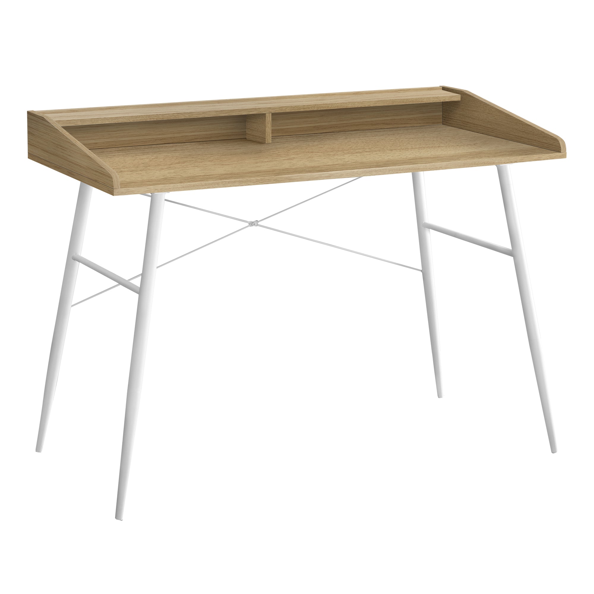 Computer Desk - 48L / Natural / White Metal