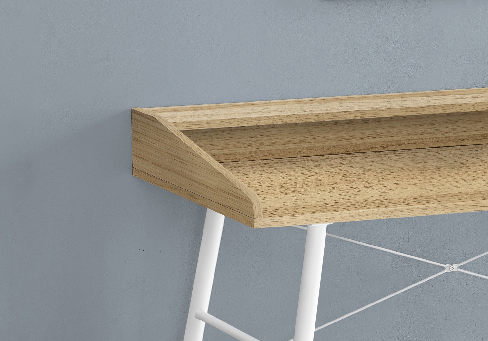 Computer Desk - 48L / Natural / White Metal