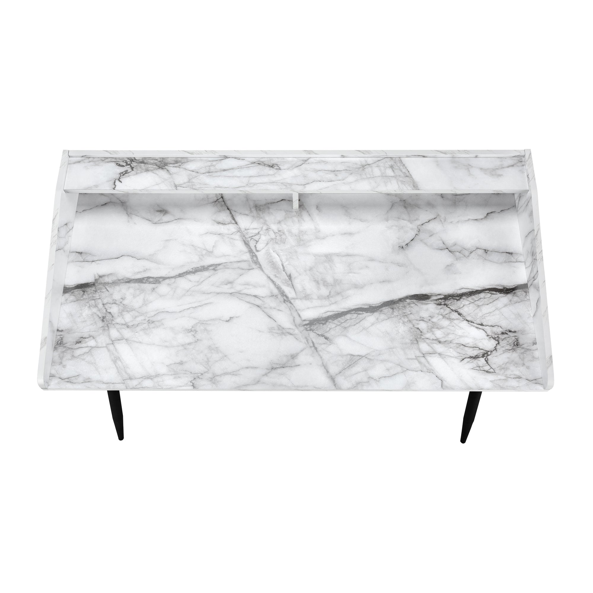 Computer Desk - 48L / White Marble-Look / Black Metal