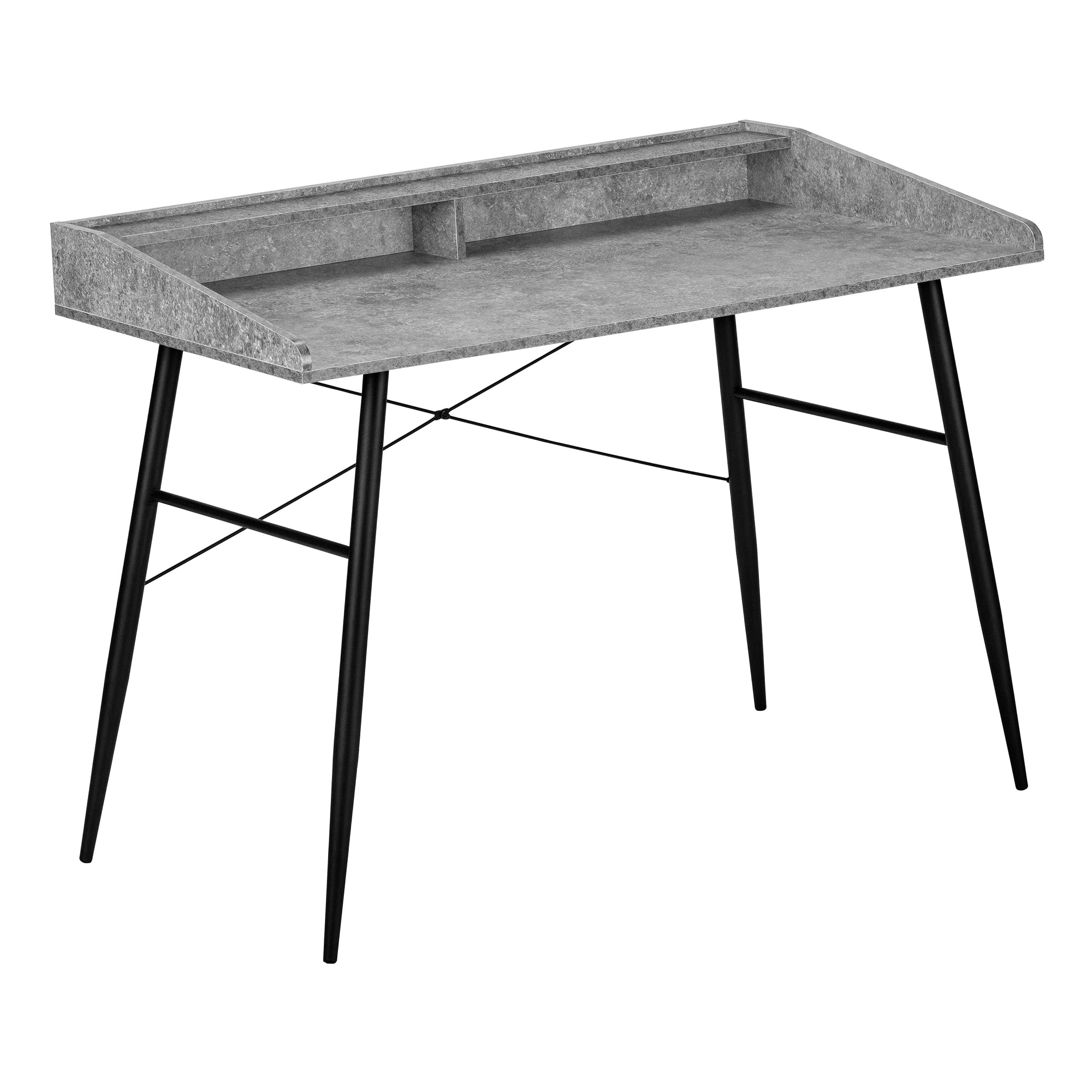 Computer Desk - 48L / Grey Stone-Look / Black Metal