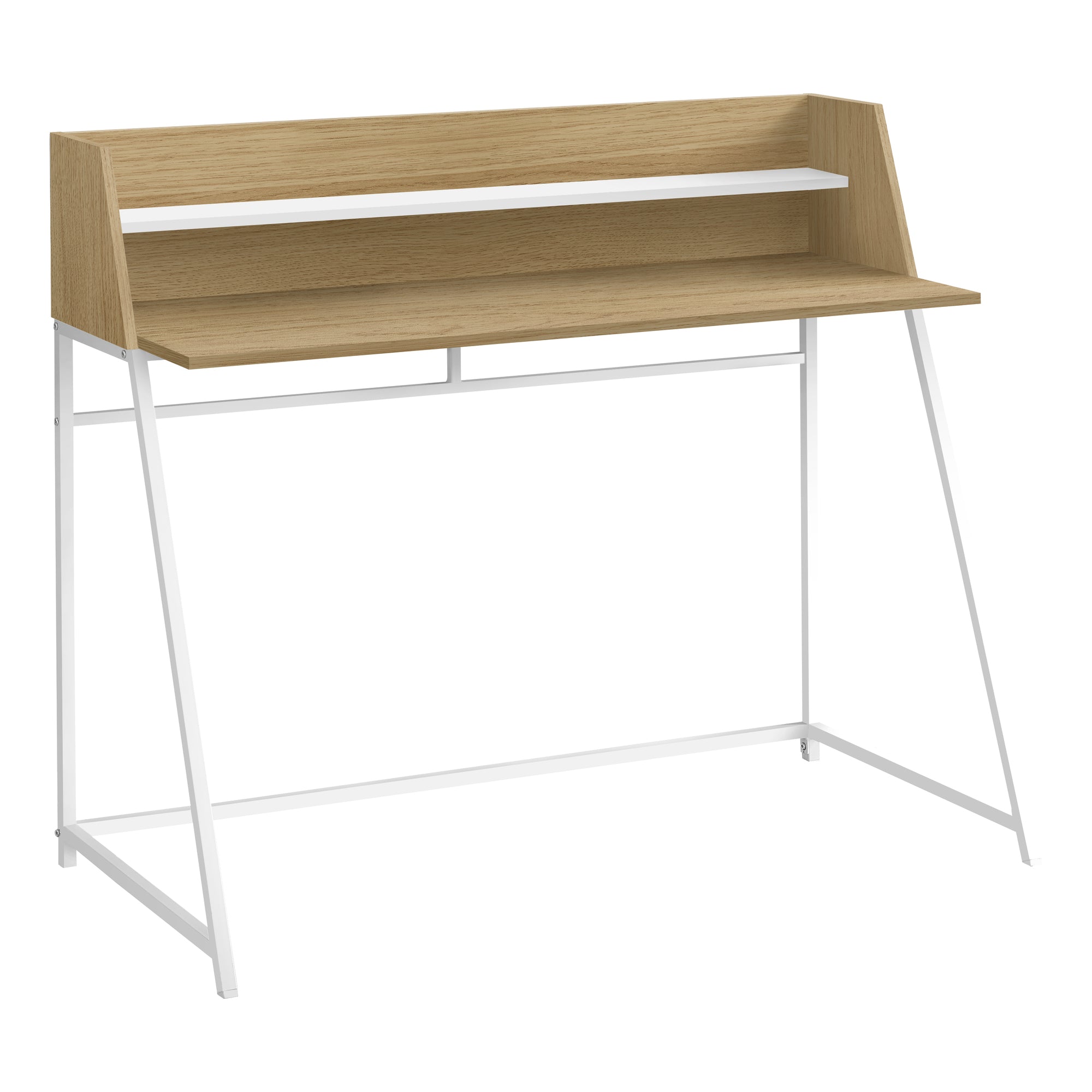 Computer Desk - 48L / Natural / White Metal