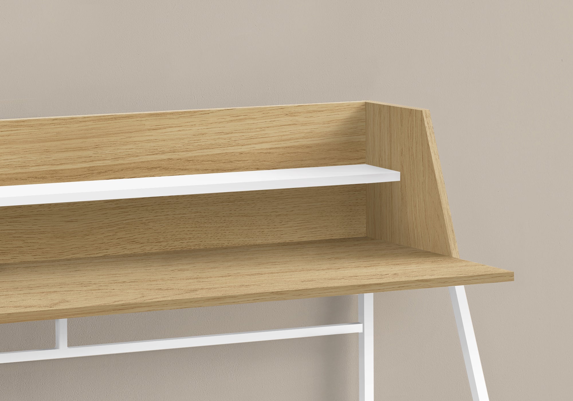 Computer Desk - 48L / Natural / White Metal