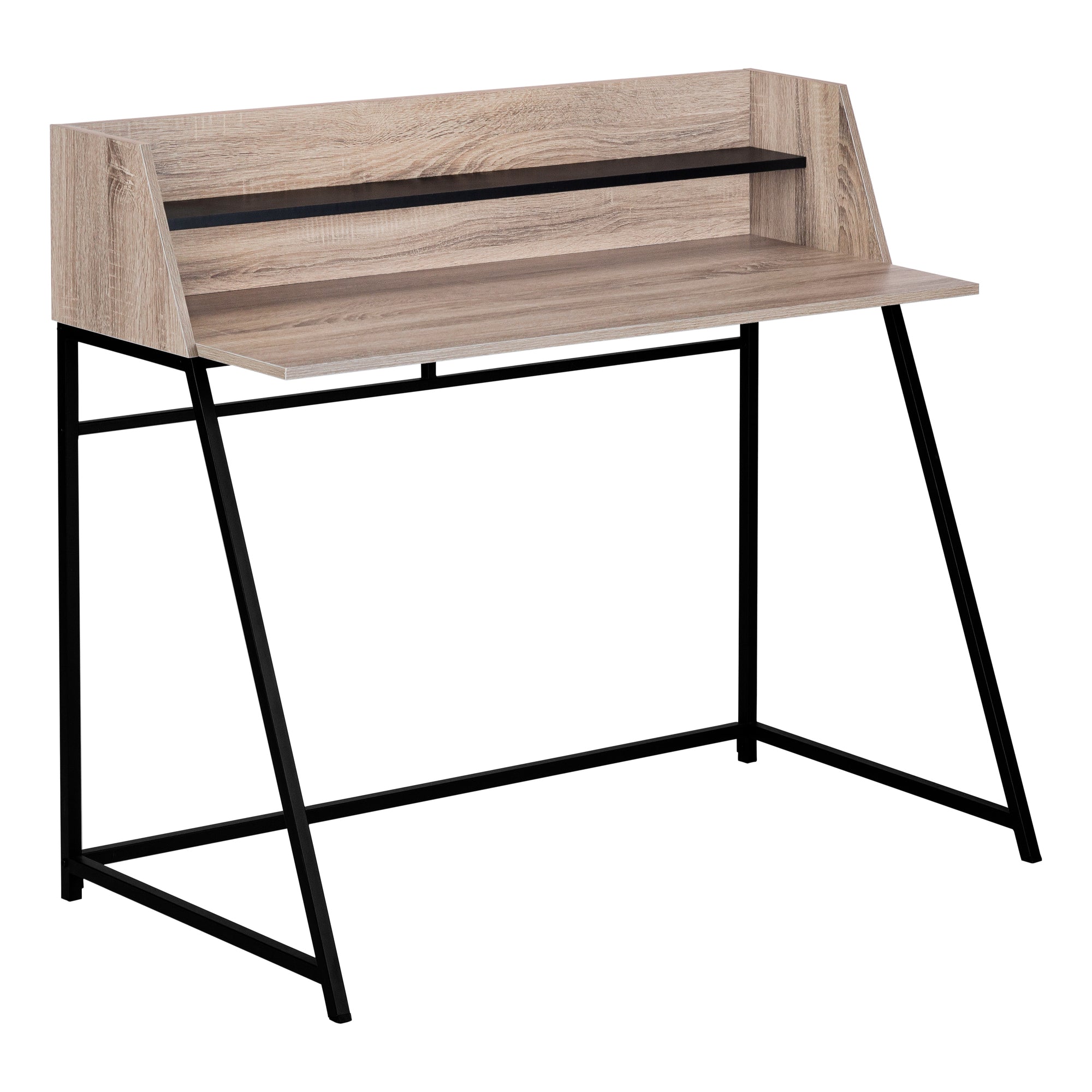 Computer Desk - 48L / Dark Taupe / Black Metal