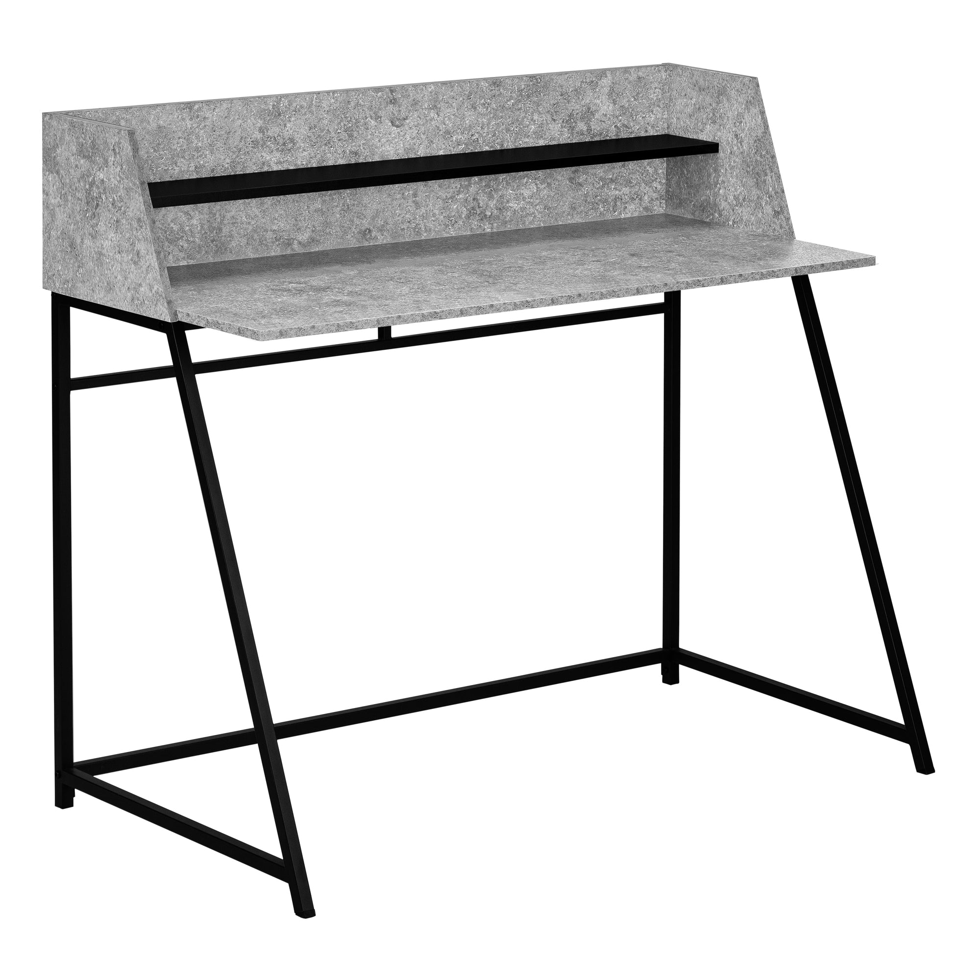 Computer Desk - 48L / Grey Stone-Look / Black Metal