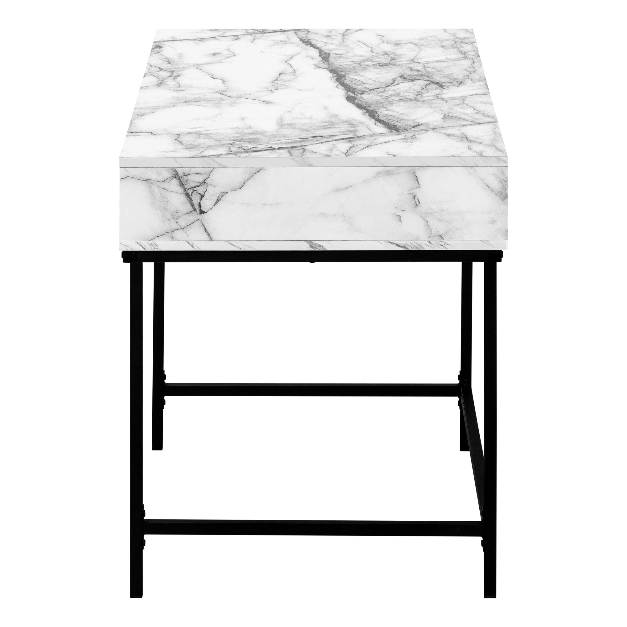 Computer Desk - 48L / White Marble-Look / Black Metal