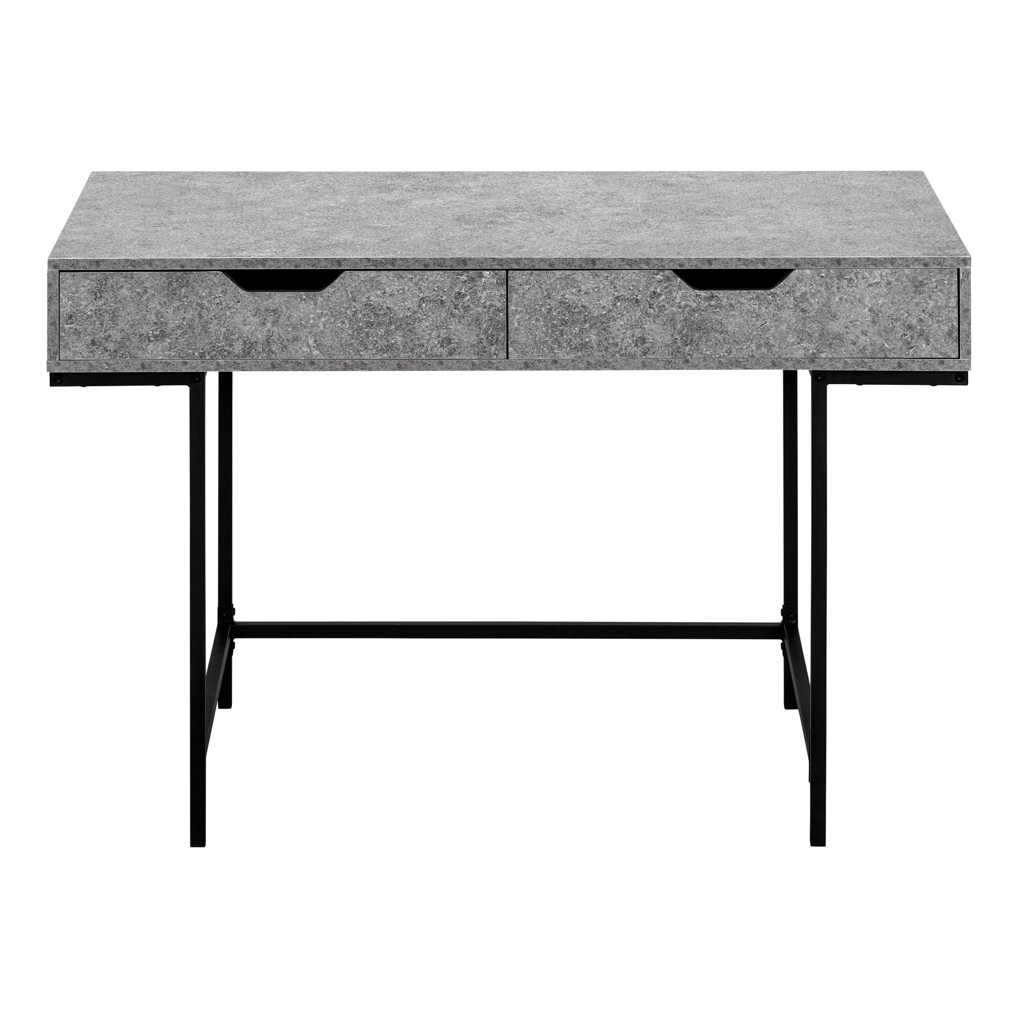 Computer Desk - 48L / Grey Stone-Look / Black Metal
