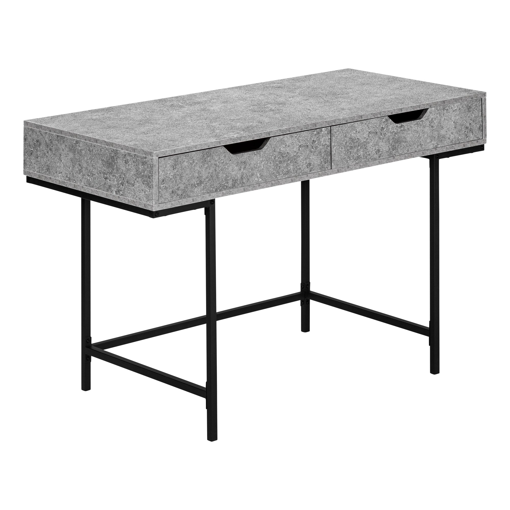 Computer Desk - 48L / Grey Stone-Look / Black Metal