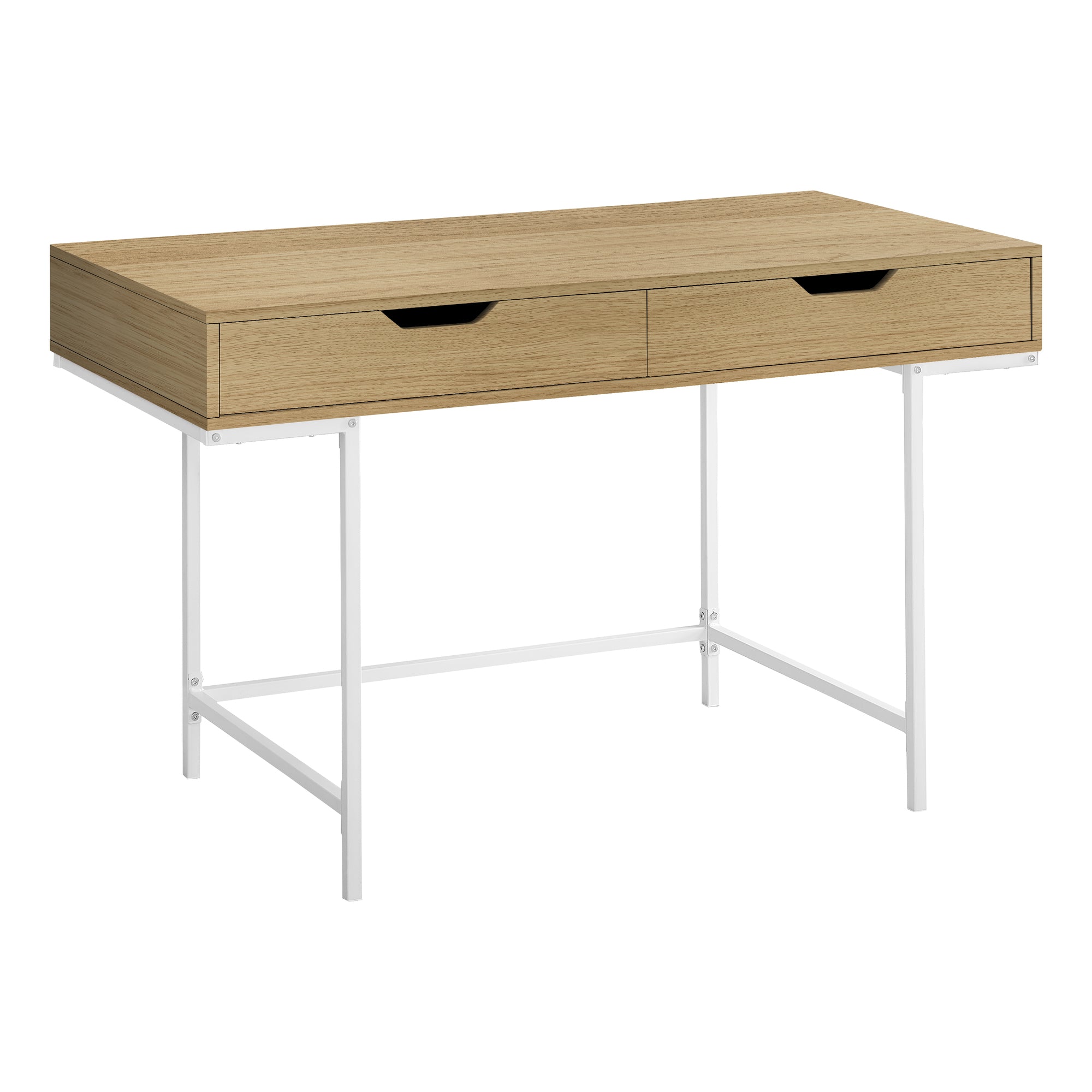 Computer Desk - 48L / Natural / White Metal