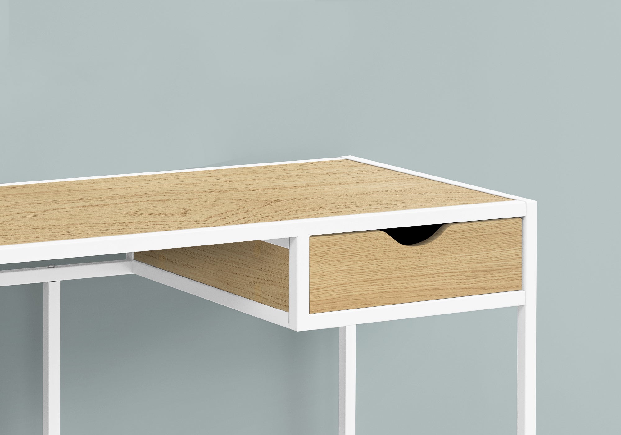 Computer Desk - 42L / Natural / White Metal