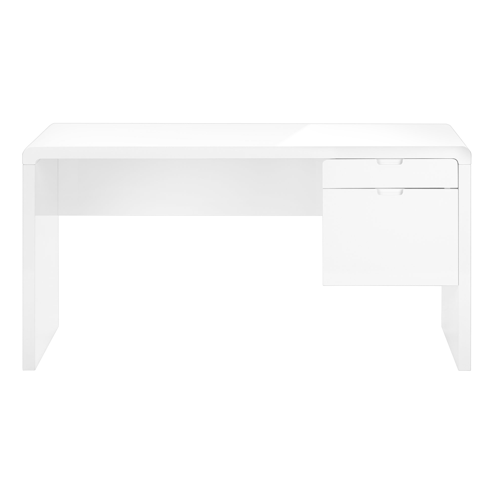Computer Desk - 60L / High Glossy White L/R Face Drawer