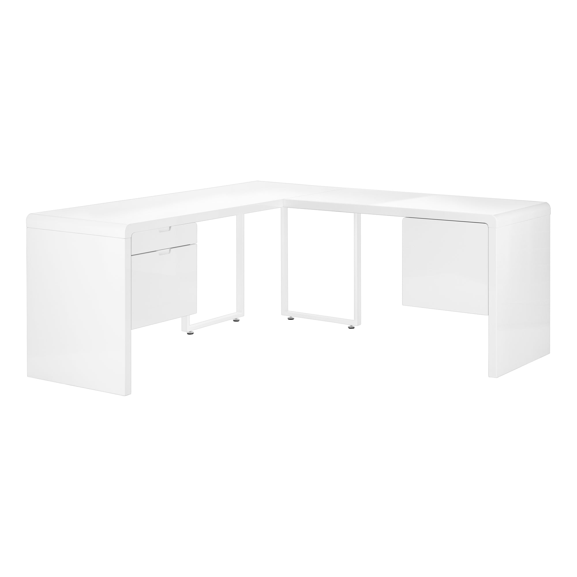 Computer Desk - 72L / High Glossy White Left/ Right Face