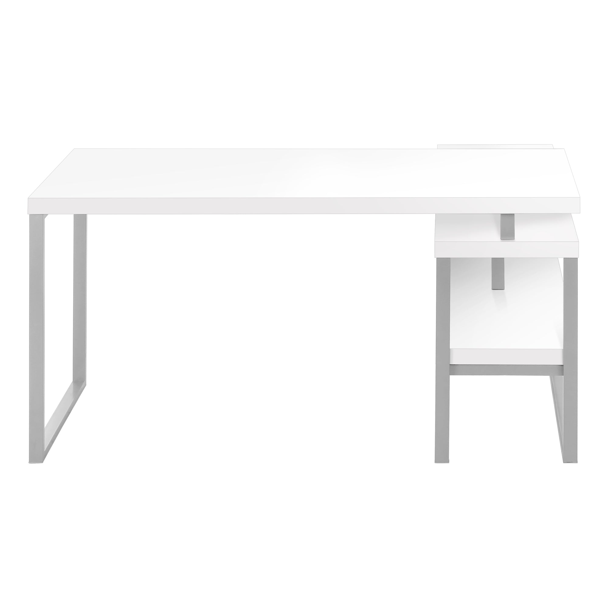 Computer Desk - 60L / White / Silver Metal L/R Corner