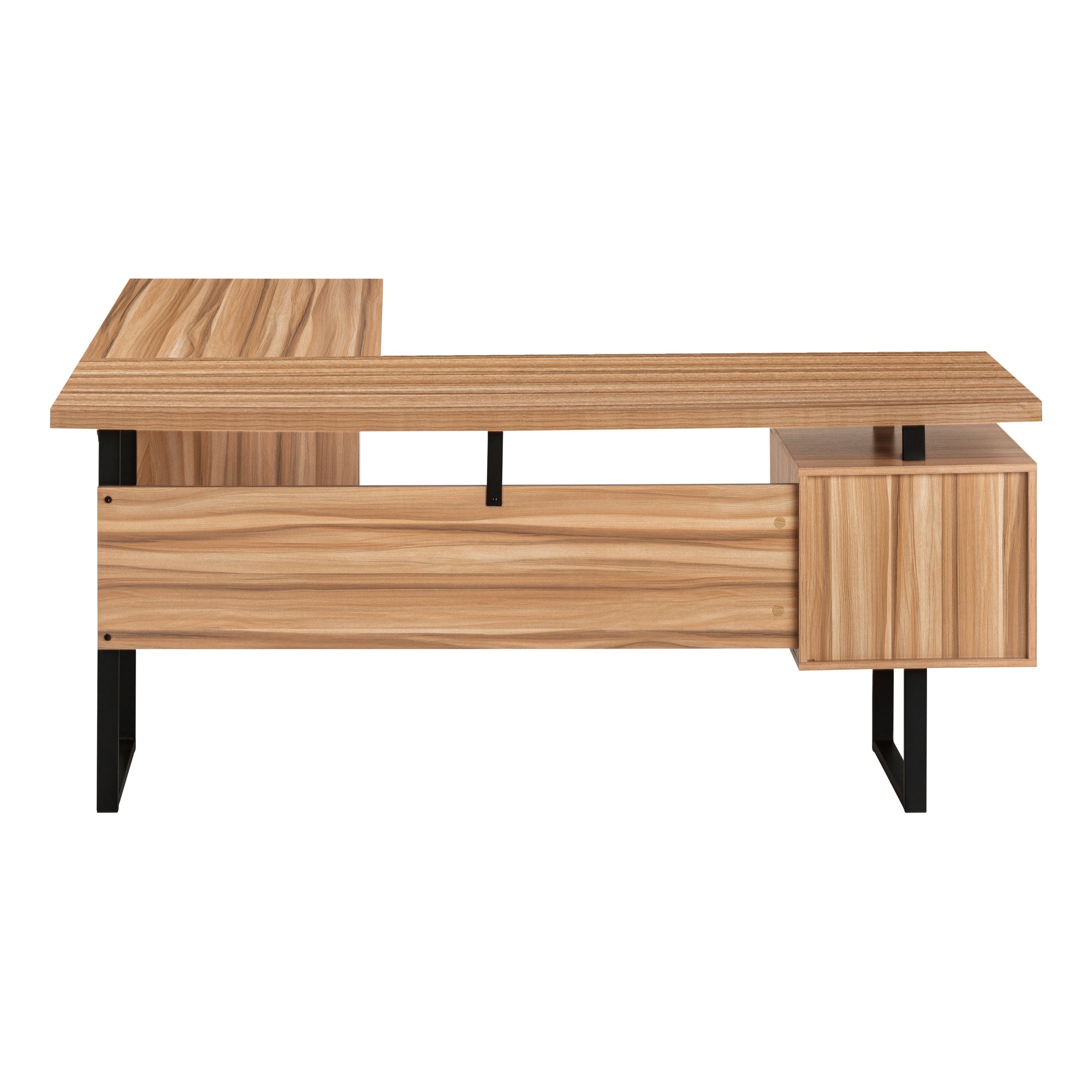 Computer Desk - 70L / Reclaimed Wood / Black Metal / L/R