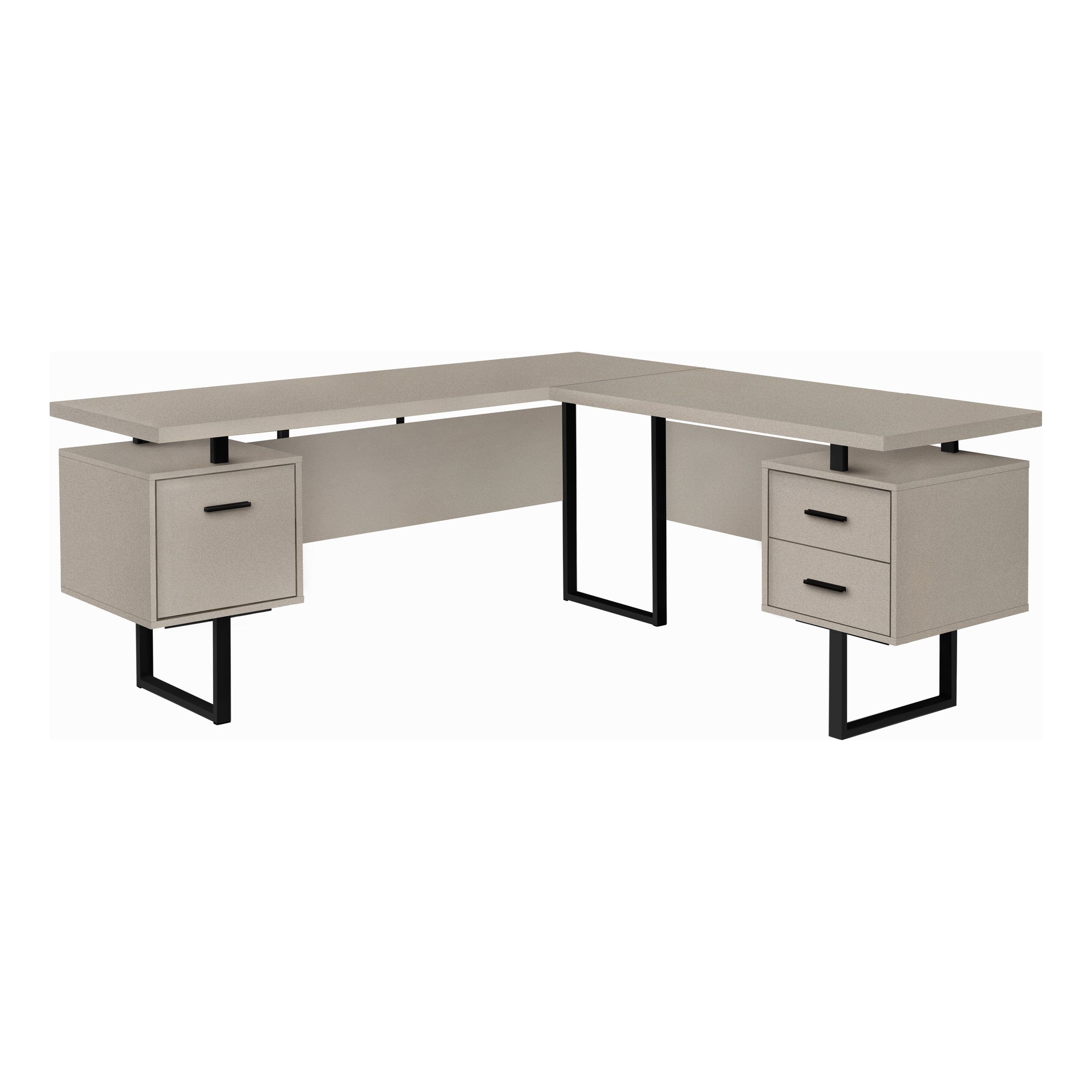 Computer Desk - 70L / Modern Taupe / Black Metal / L/R