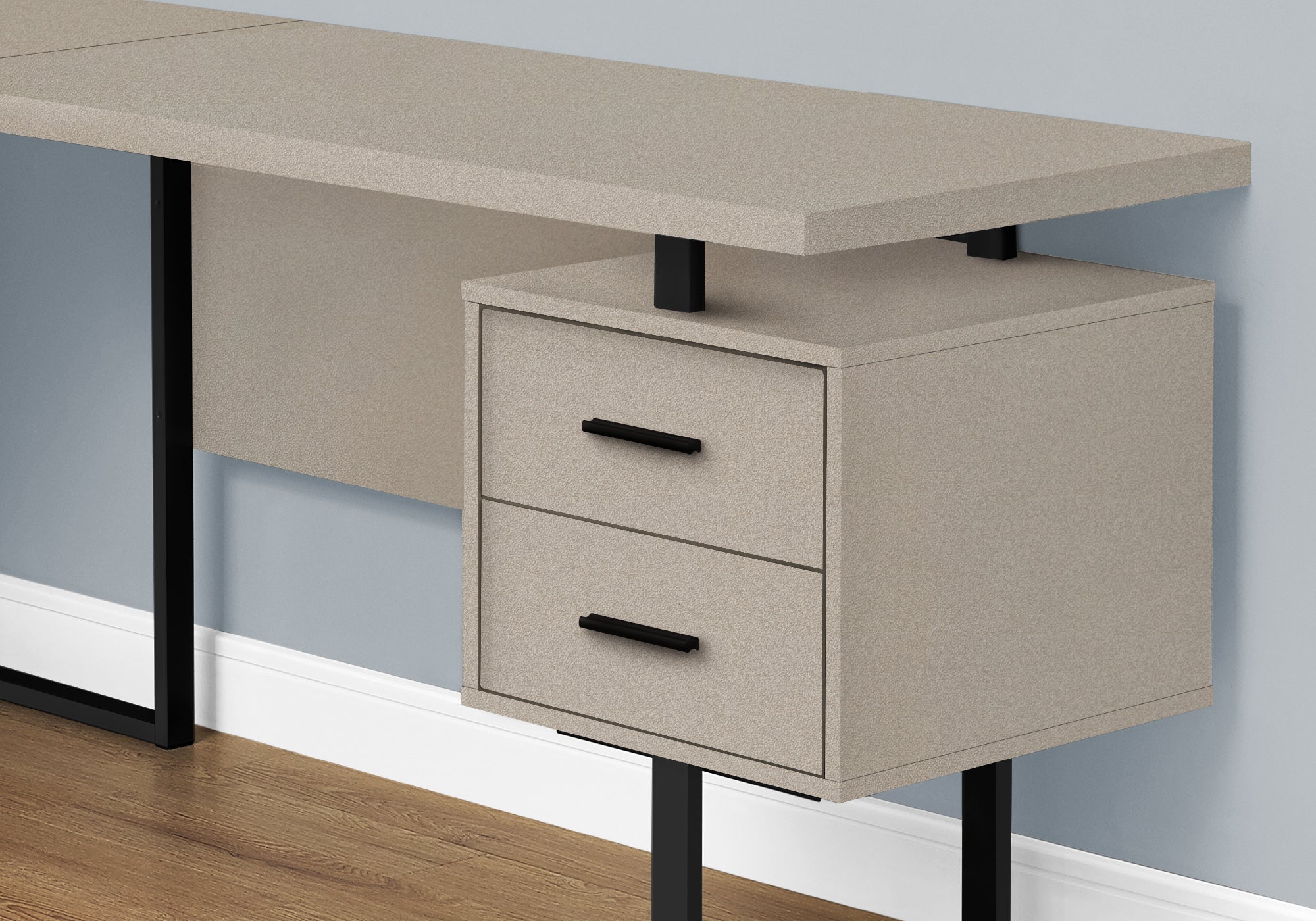 Computer Desk - 70L / Modern Taupe / Black Metal / L/R