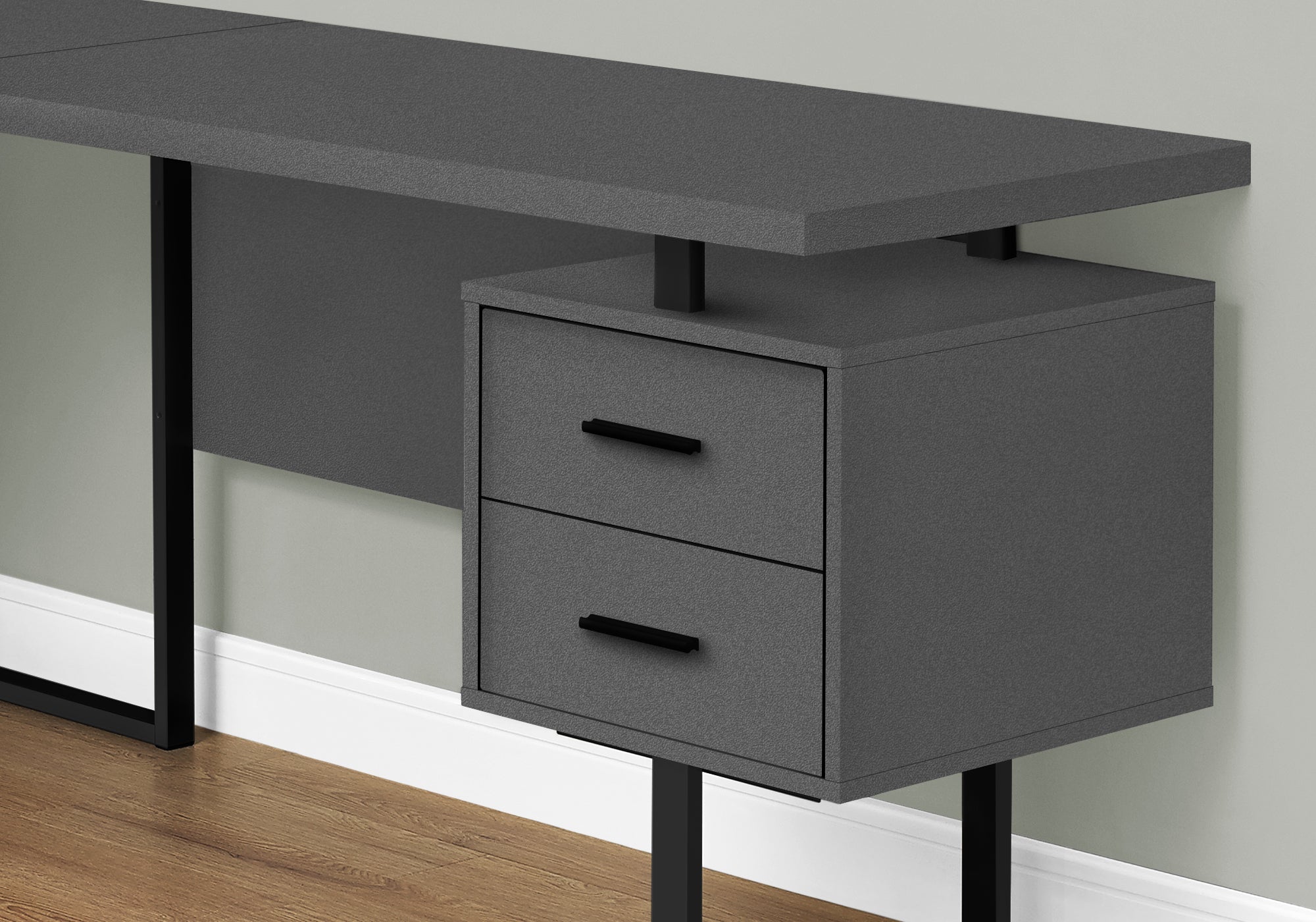 Computer Desk - 70L / Modern Grey / Black Metal / L/R