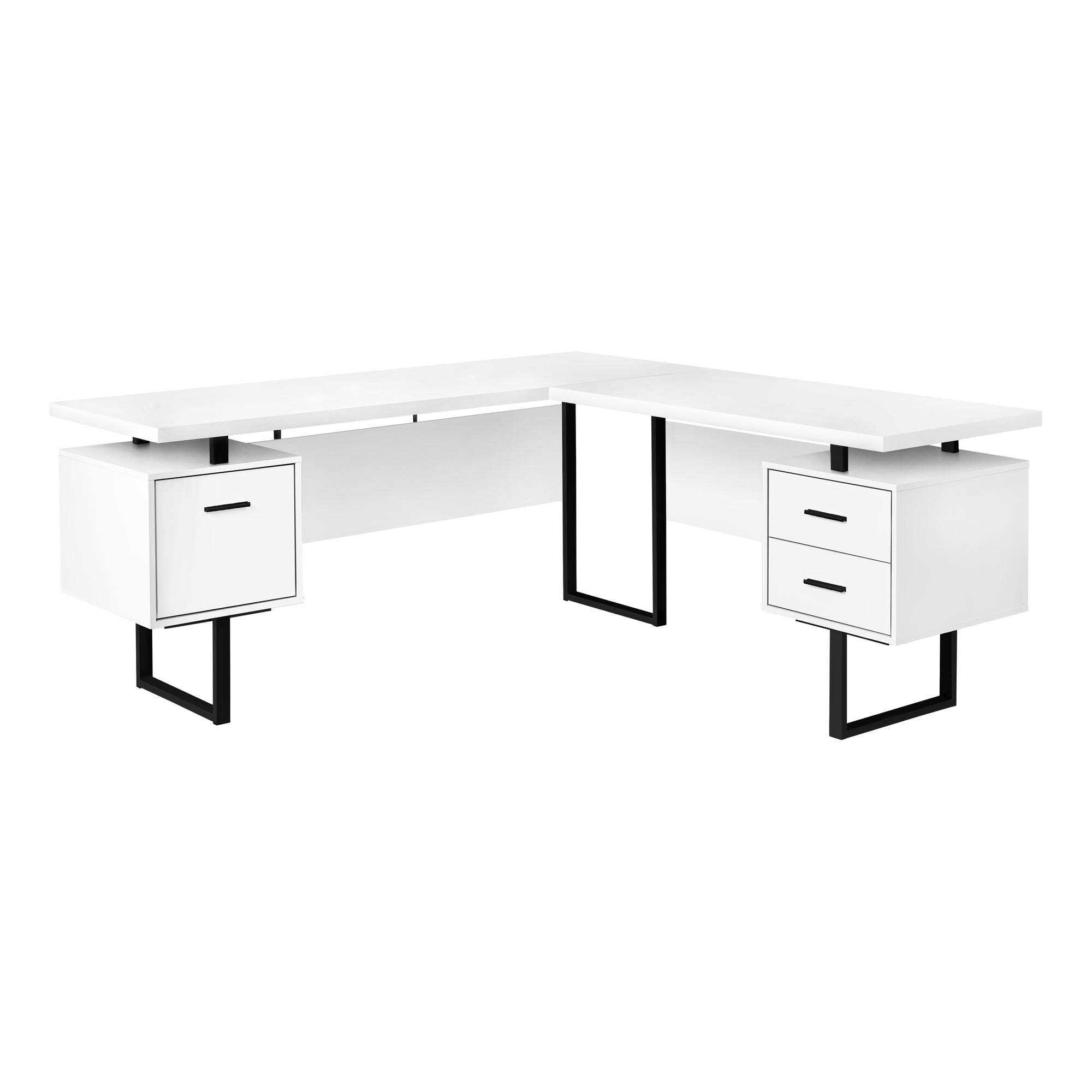 Computer Desk - 70L / White / Black Metal / L/R Face
