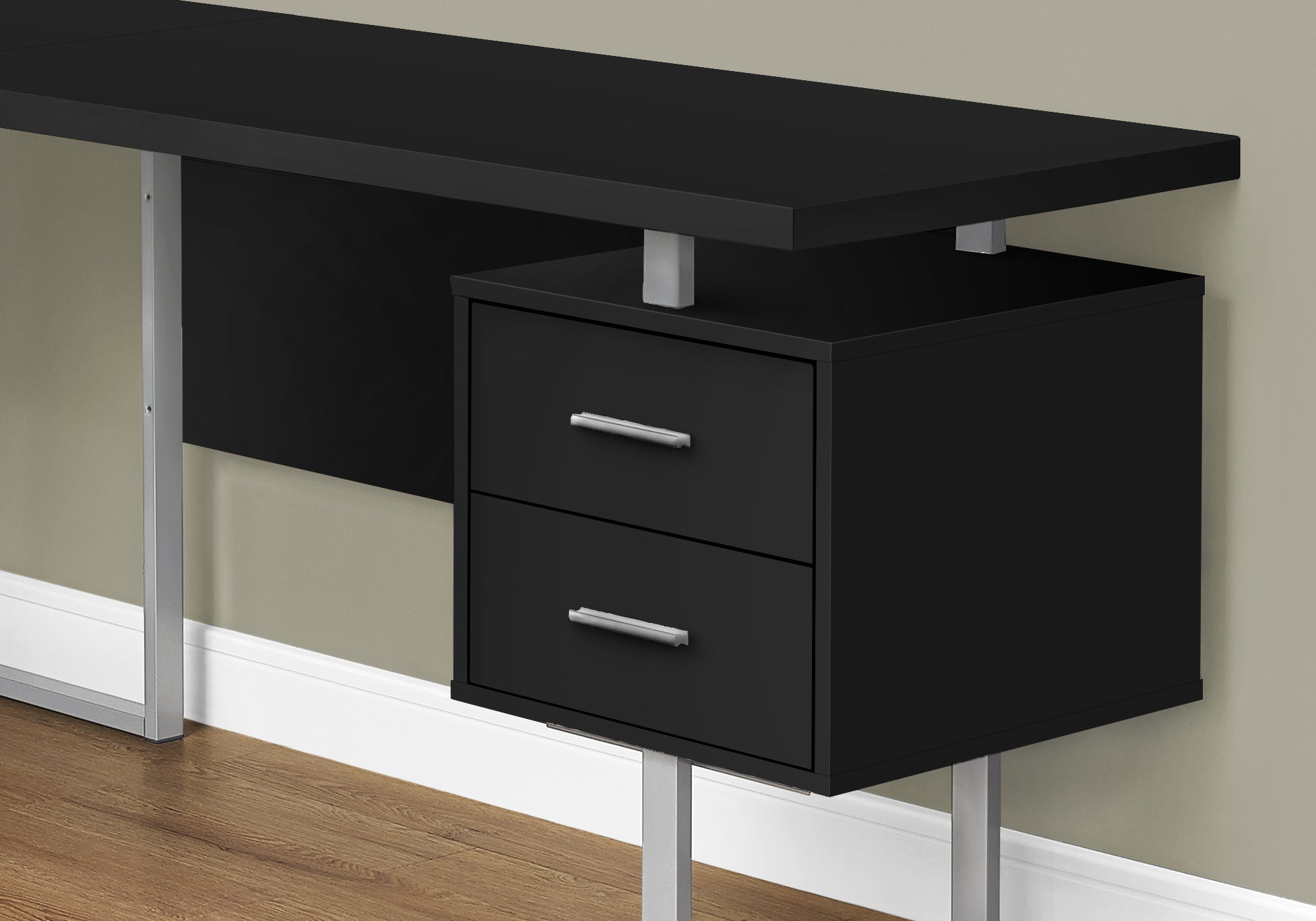 Computer Desk - 70L / Black / Silver Metal / L/R Face