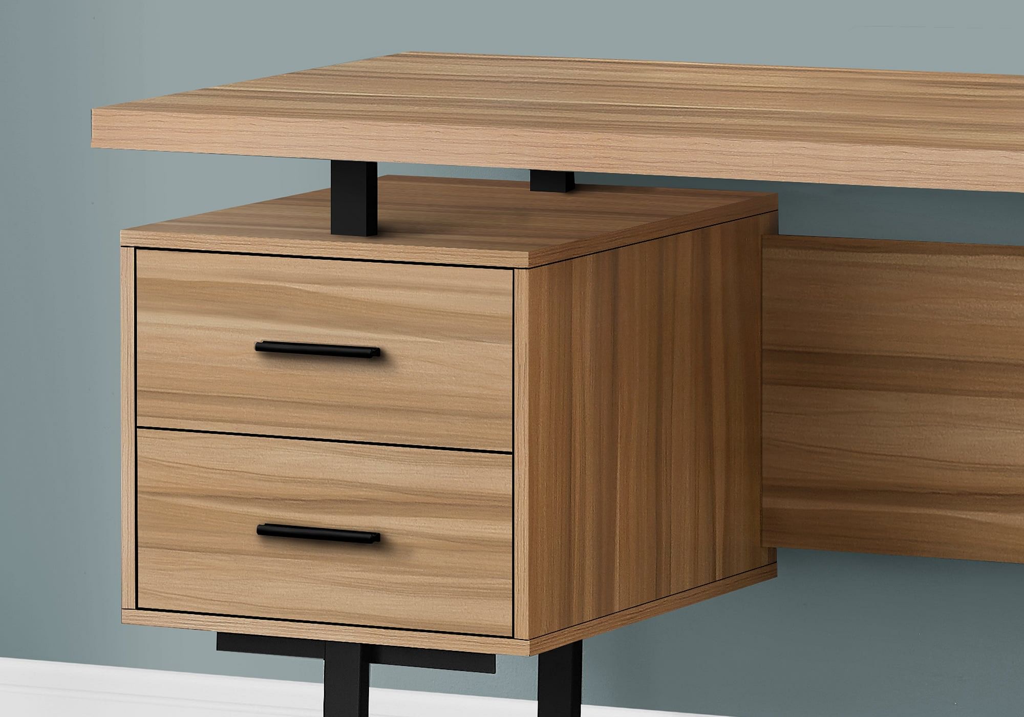 Computer Desk - 60L / Light Reclaimed Wood / Black Metal