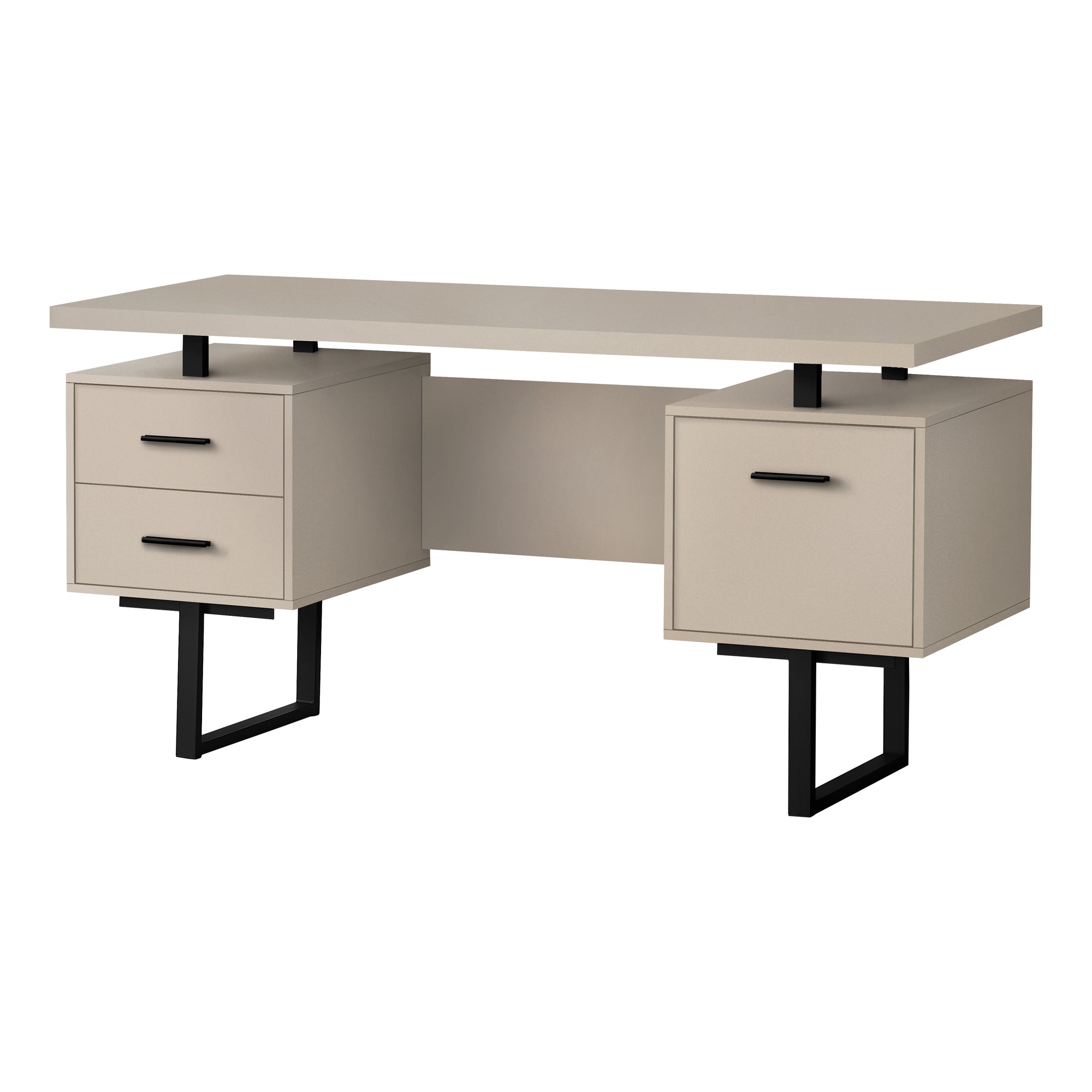 Computer Desk - 60L / Modern Taupe / Black Metal