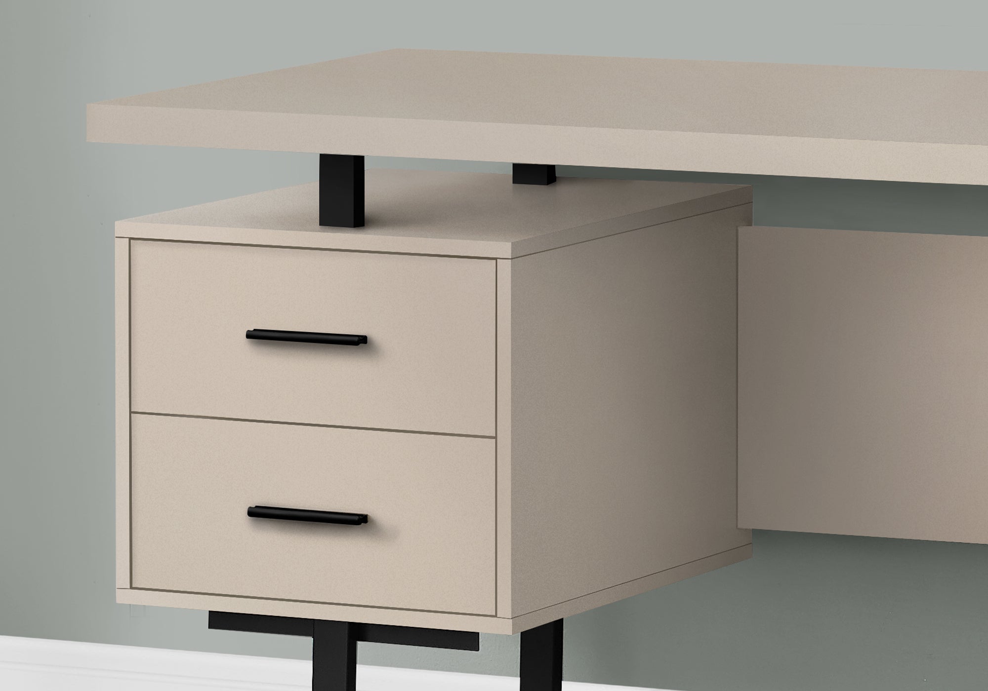 Computer Desk - 60L / Modern Taupe / Black Metal